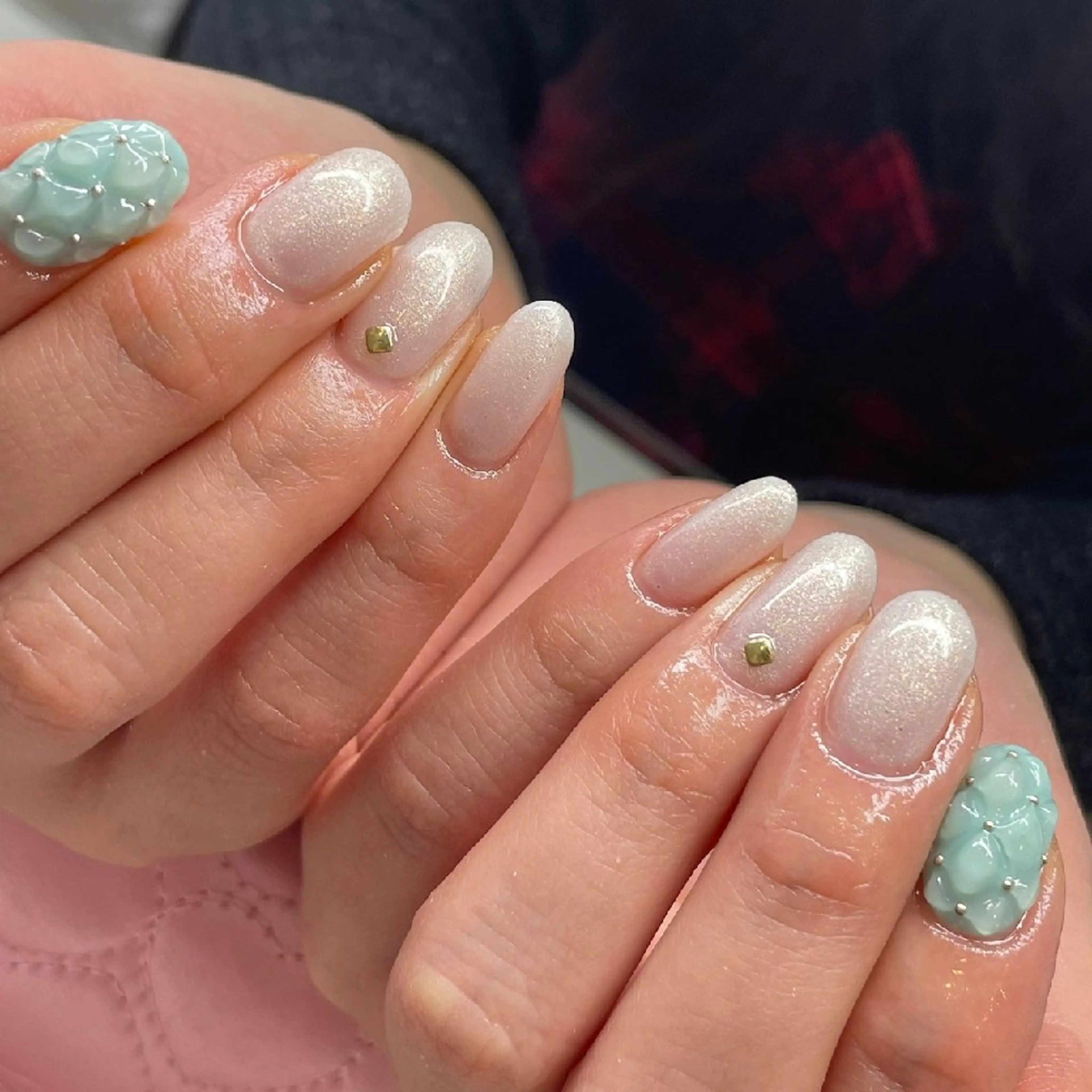 ネイル ブルー ハンドネイル ハンドケア Epokku 心斎橋ネイルサロンのネイルデザイン