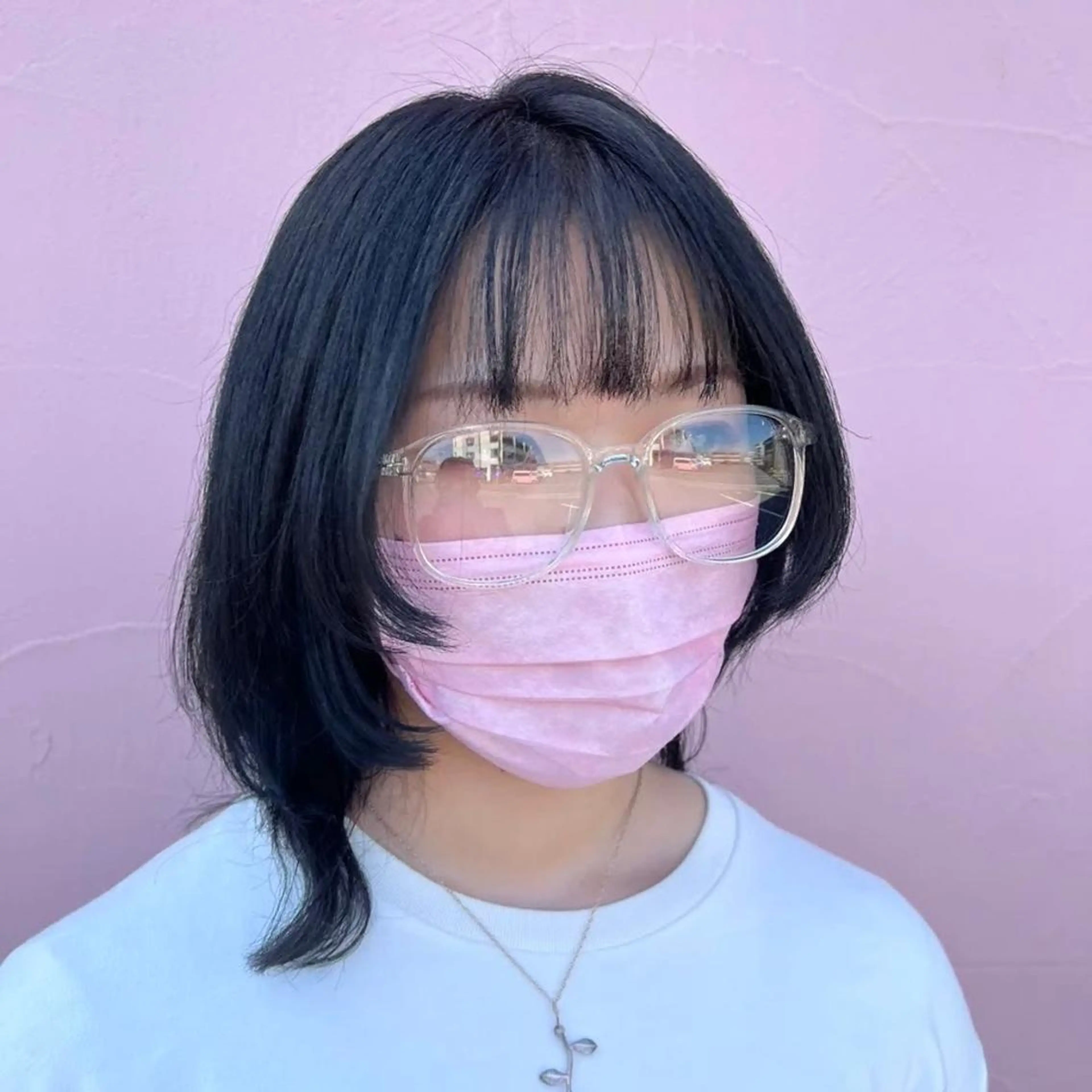 ミディアム カラー 黒髪 ブルーカラー フルールドソレイユ所属・♡ナナコ♡ レイヤー/艶髪のヘアスタイル