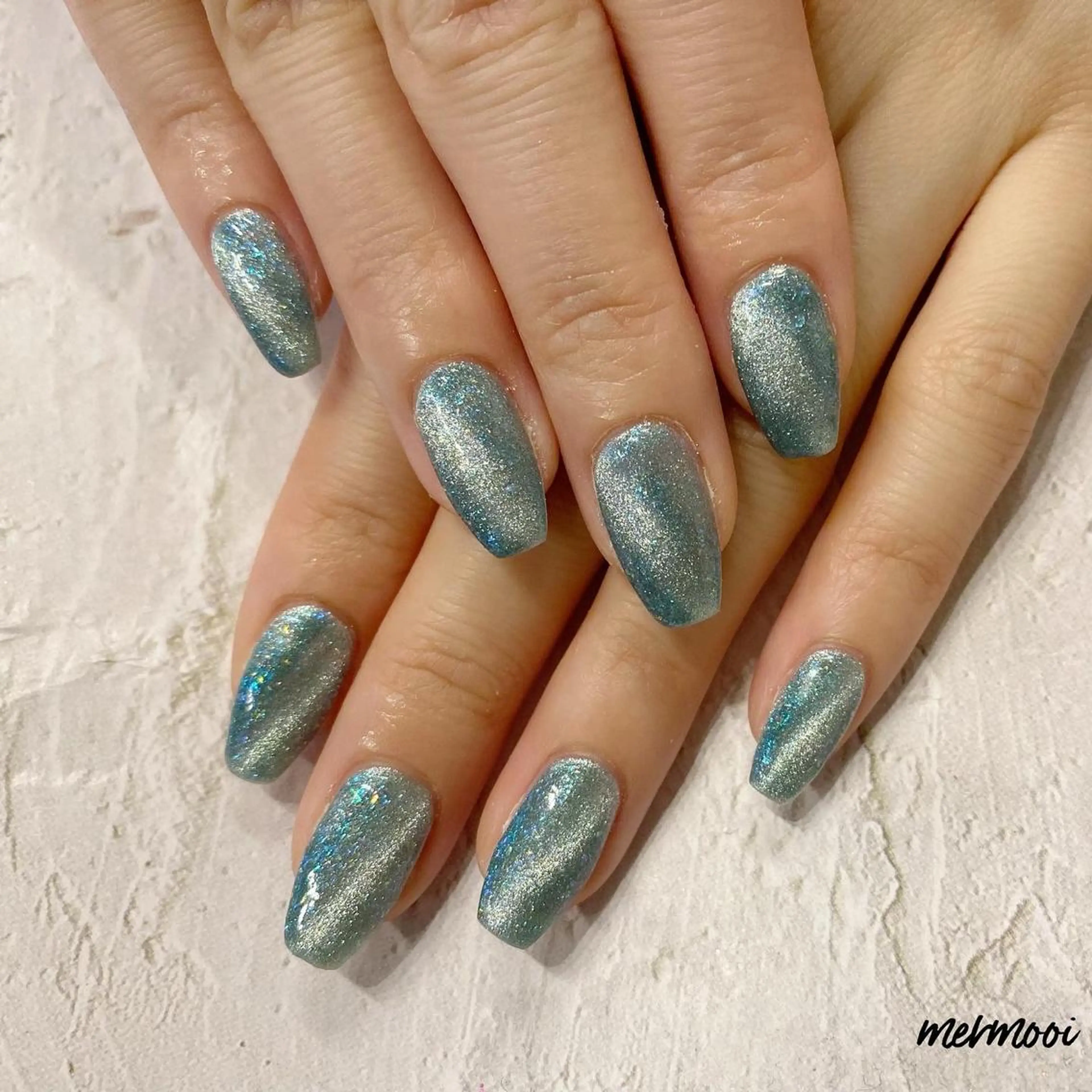 ネイル 長さ出し マグネットネイル ハンドネイル mermooi nailのネイルデザイン