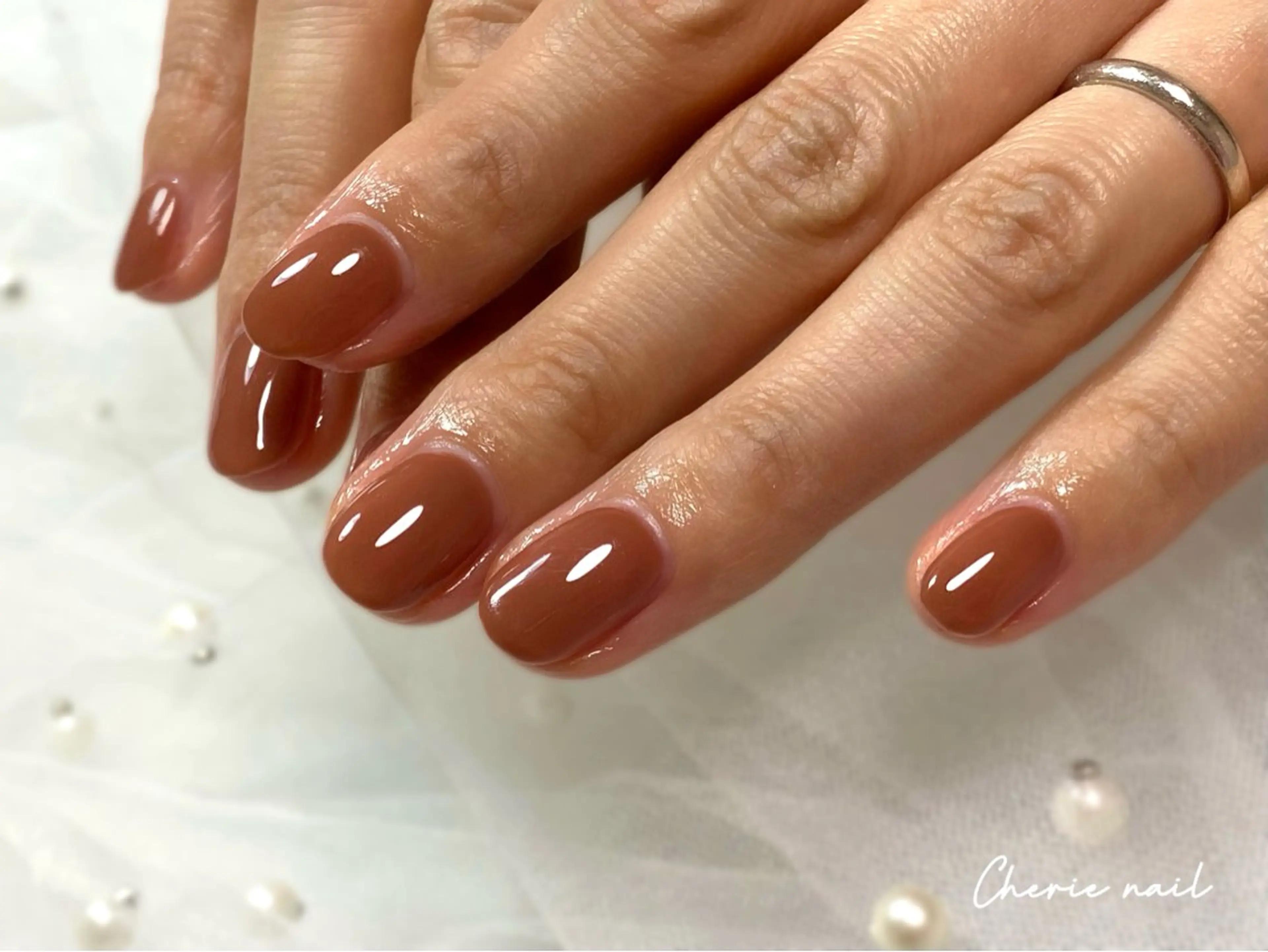 ネイル ジェルネイル オフィスネイル ワンカラーネイル Cherienail yunaのネイルデザイン