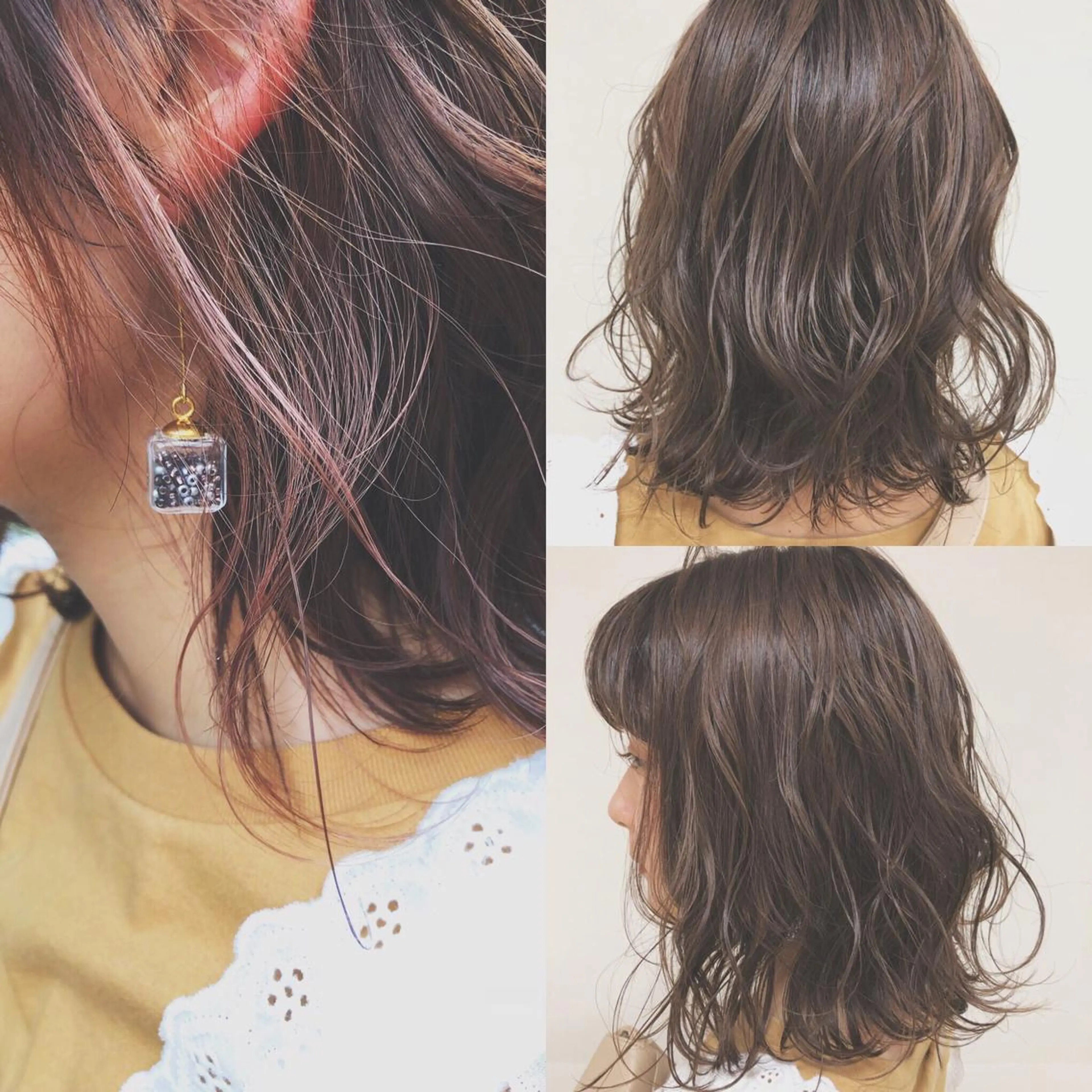 ミディアム カラー 野村 さなみ✨ぱっつんボブのヘアスタイル
