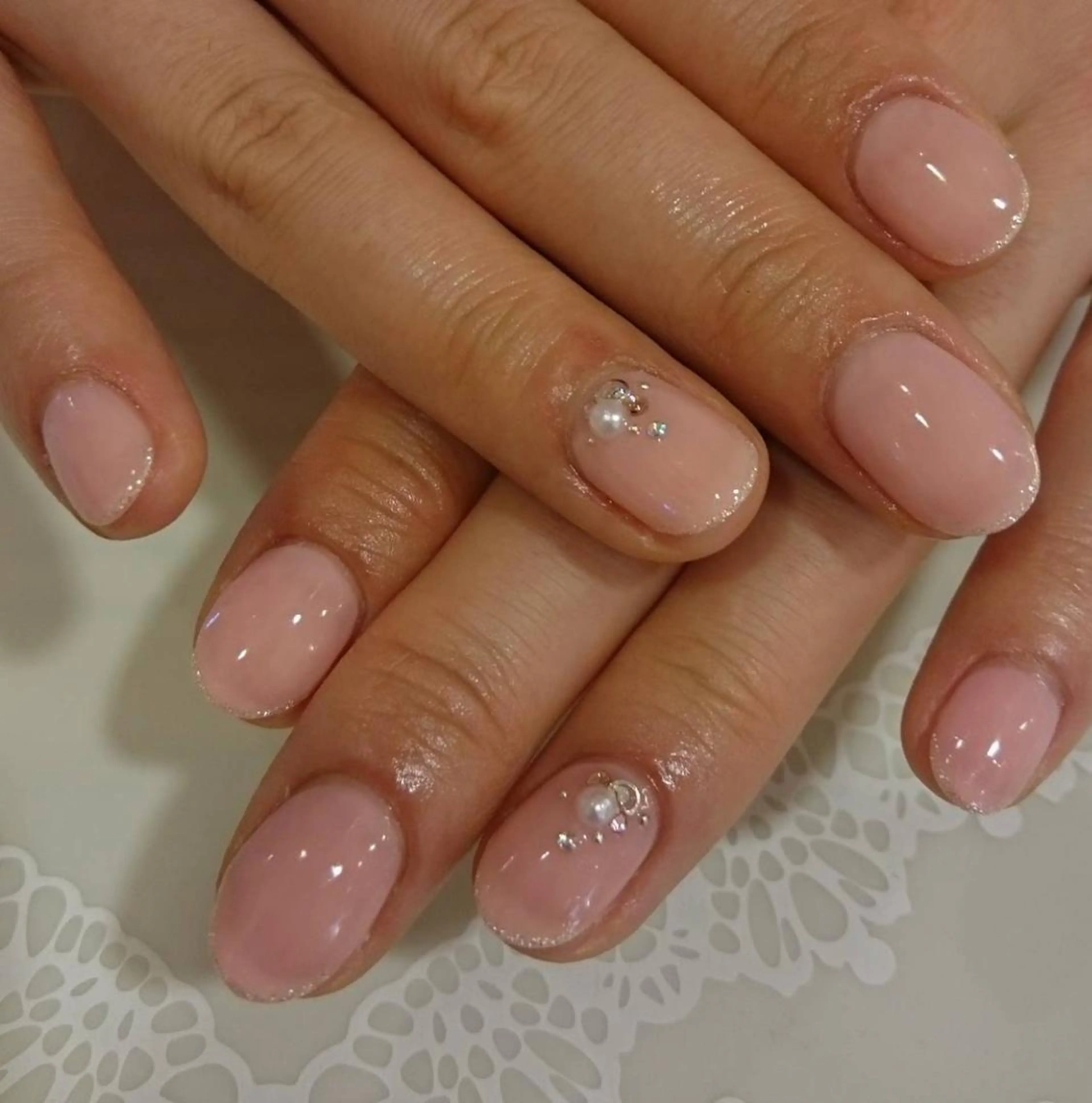 ネイル フレンチネイル ジェルネイル ラメ(グリッター) ワンカラーネイル シルバー 高橋 実和子のマツエク・マツパデザイン