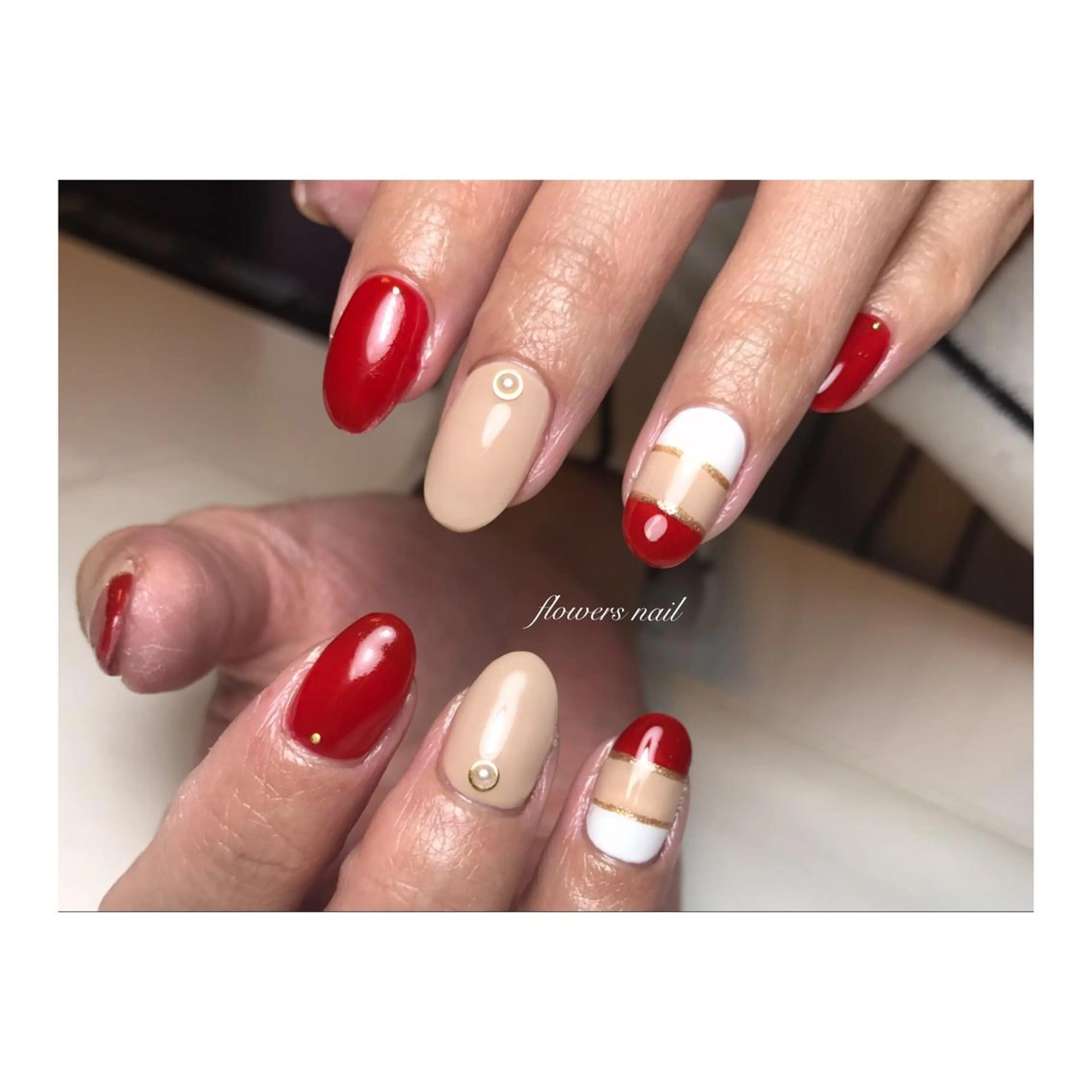 ネイル ボーダー flowers nailのネイルデザイン