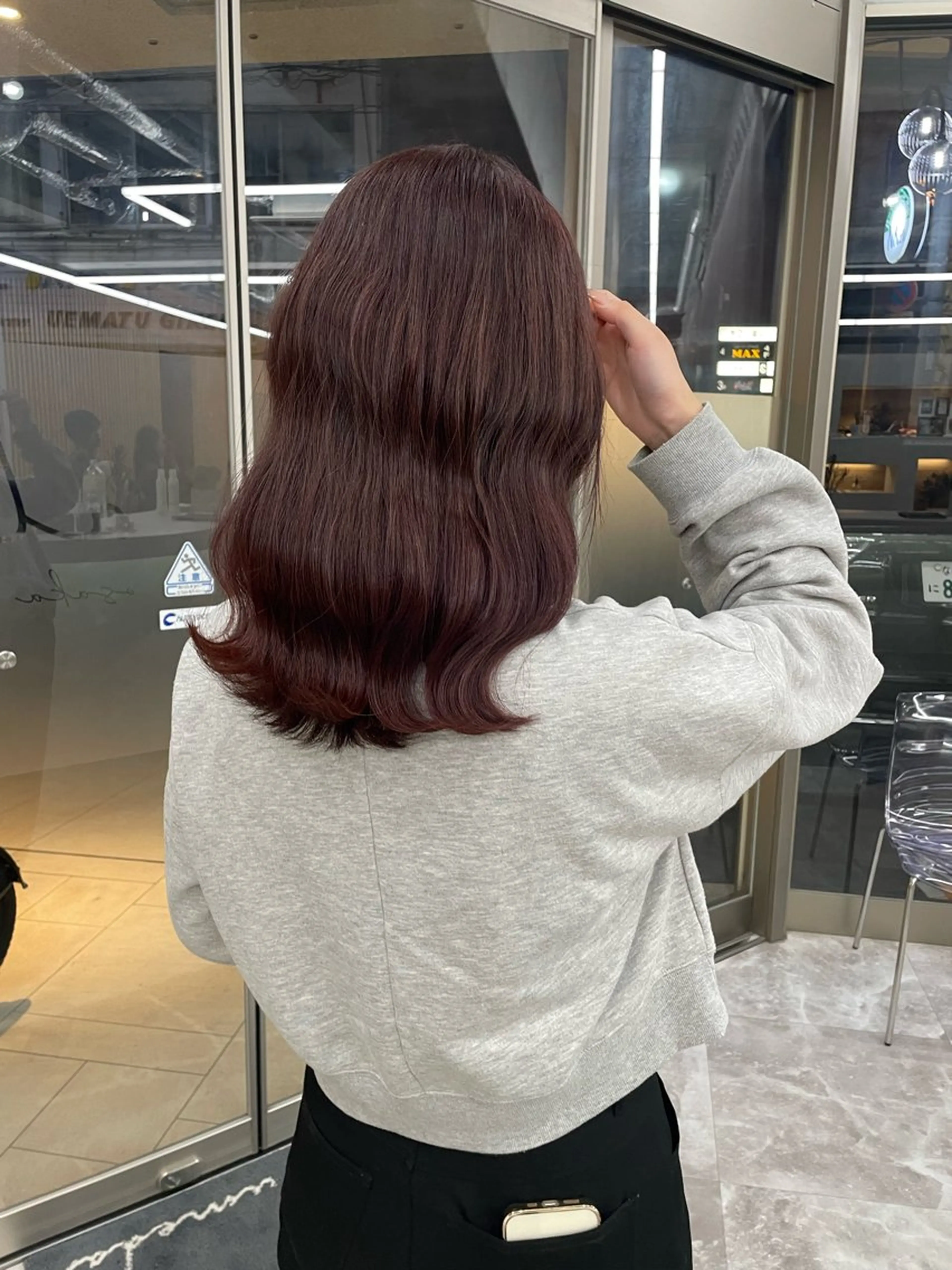 セミロング カラー ブリーチ ブリーチなしカラー レッドカラー ヘアカラー ブリーチ/レイヤー 💕/momoaのヘアスタイル