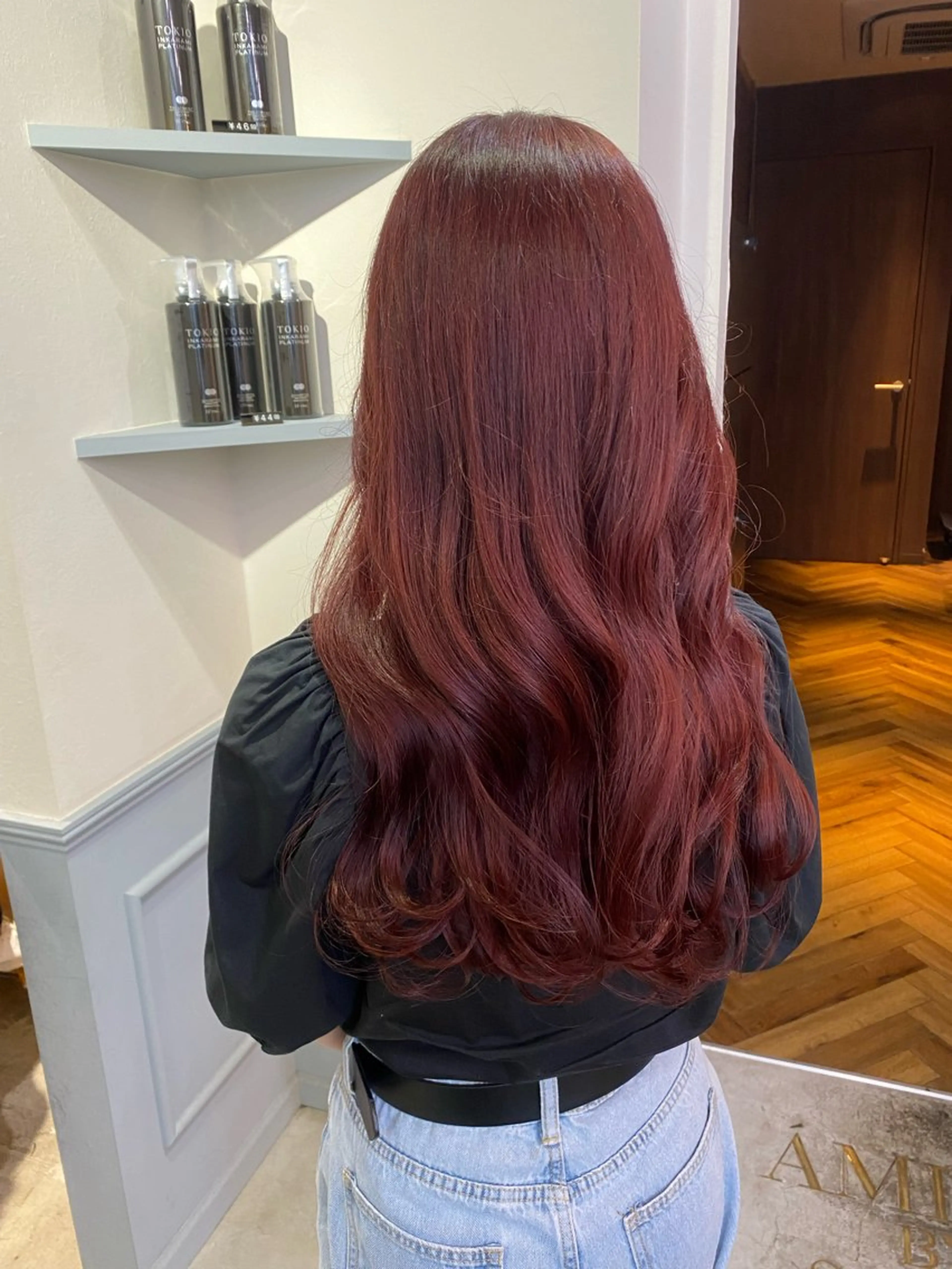 セミロング レッドブラウン amphitokyo 風本朱里🐥のヘアスタイル