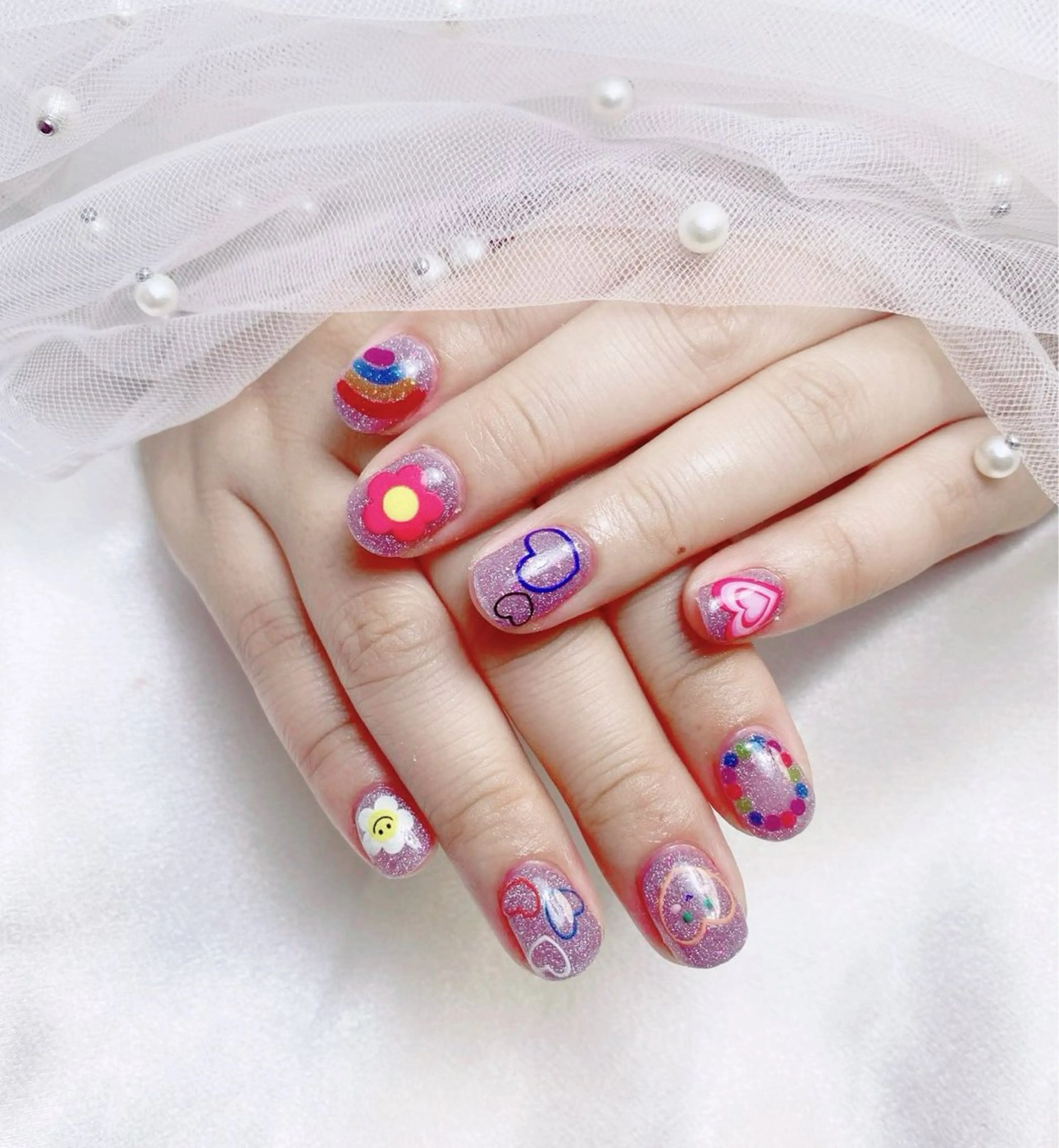 ネイル フレンチネイル ジェルネイル ハート 韓国ネイル マグネットネイル ネイルサロン lotusのネイルデザイン