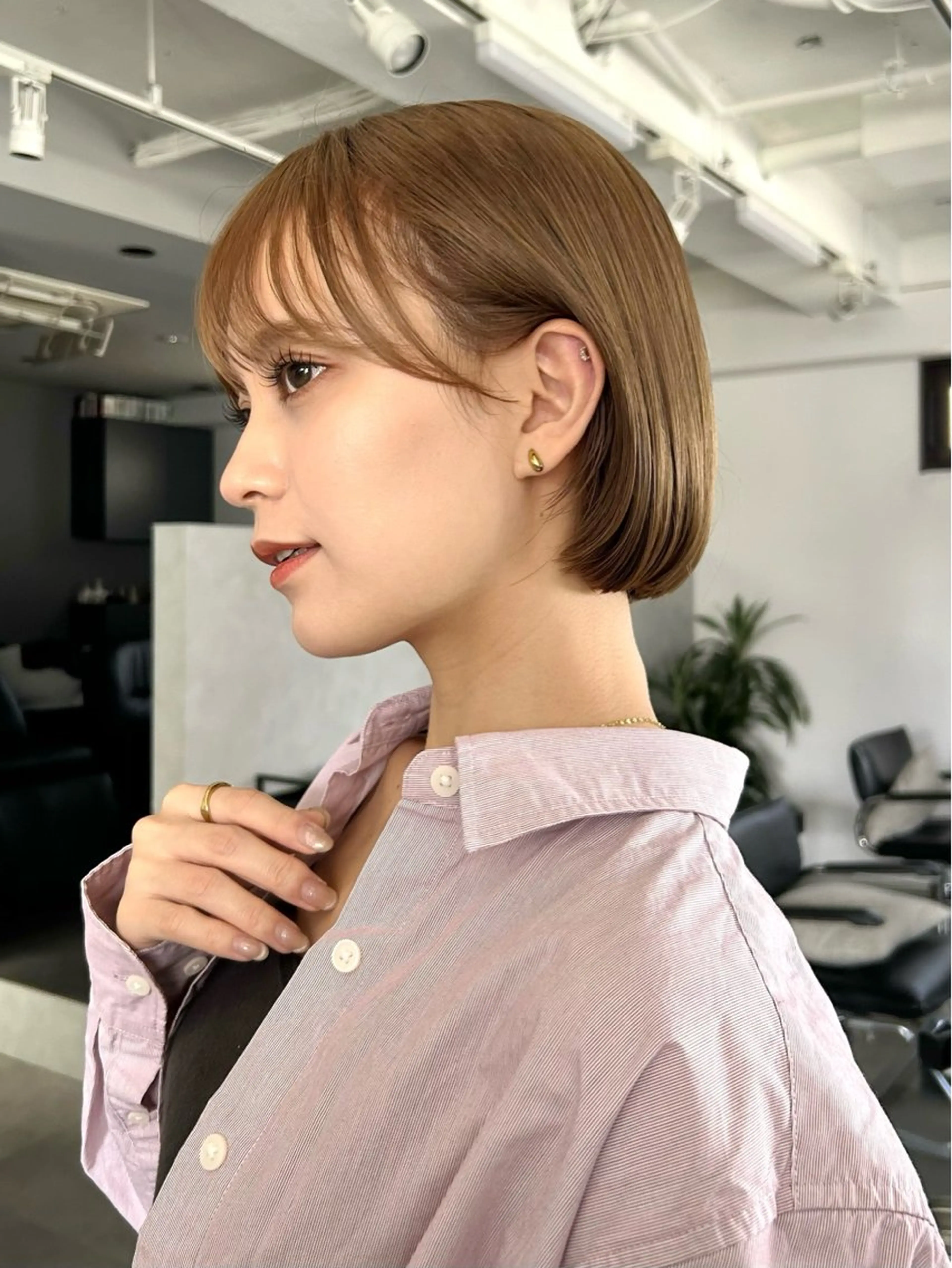 ショート カラー ボブ カット ヘアカラー 結べるくびれボブ/透 明感カラーtaigaのヘアスタイル
