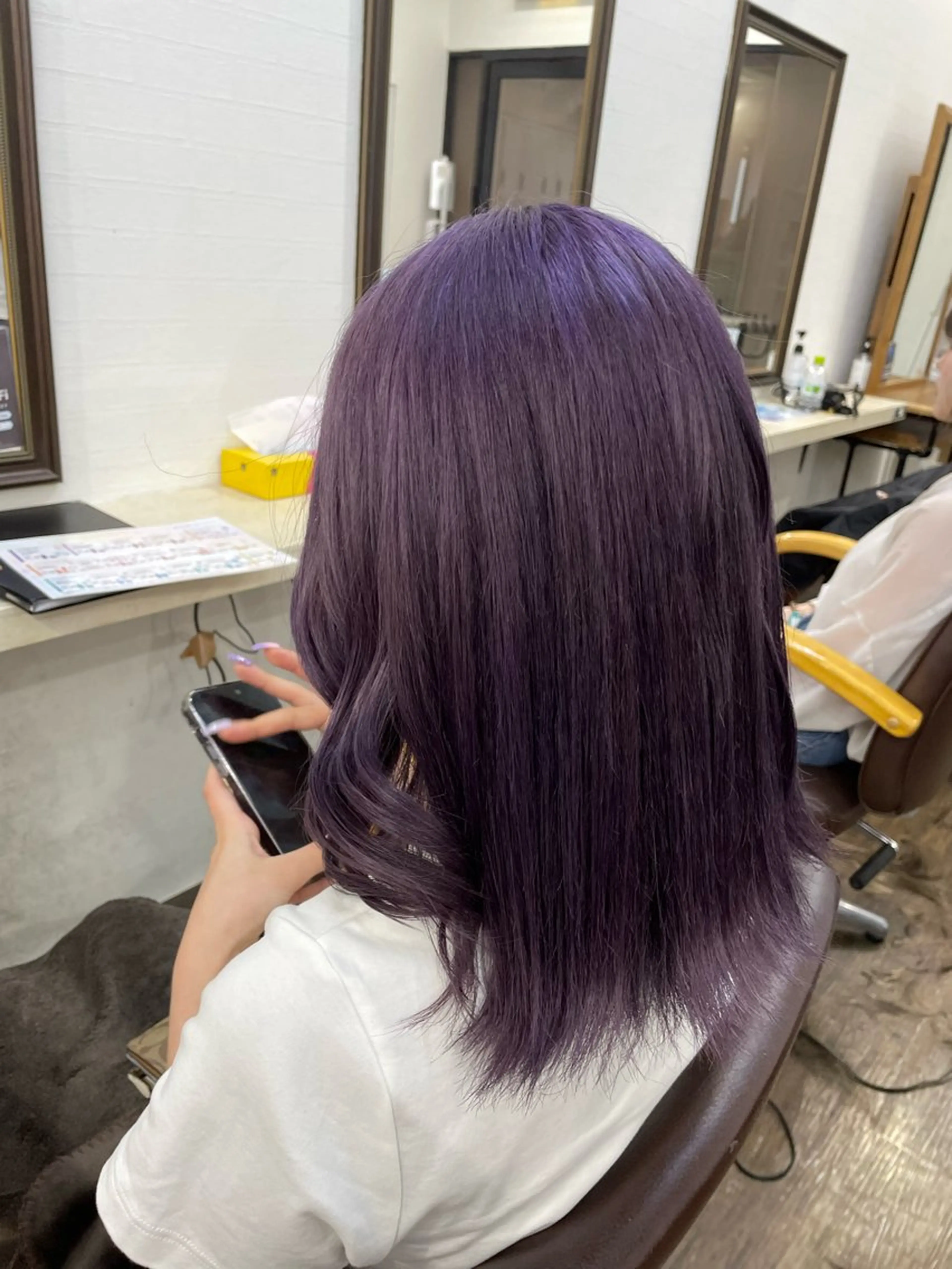 セミロング 田子🦋ハイトーン 🫐耳つぼジュエリーのヘアスタイル
