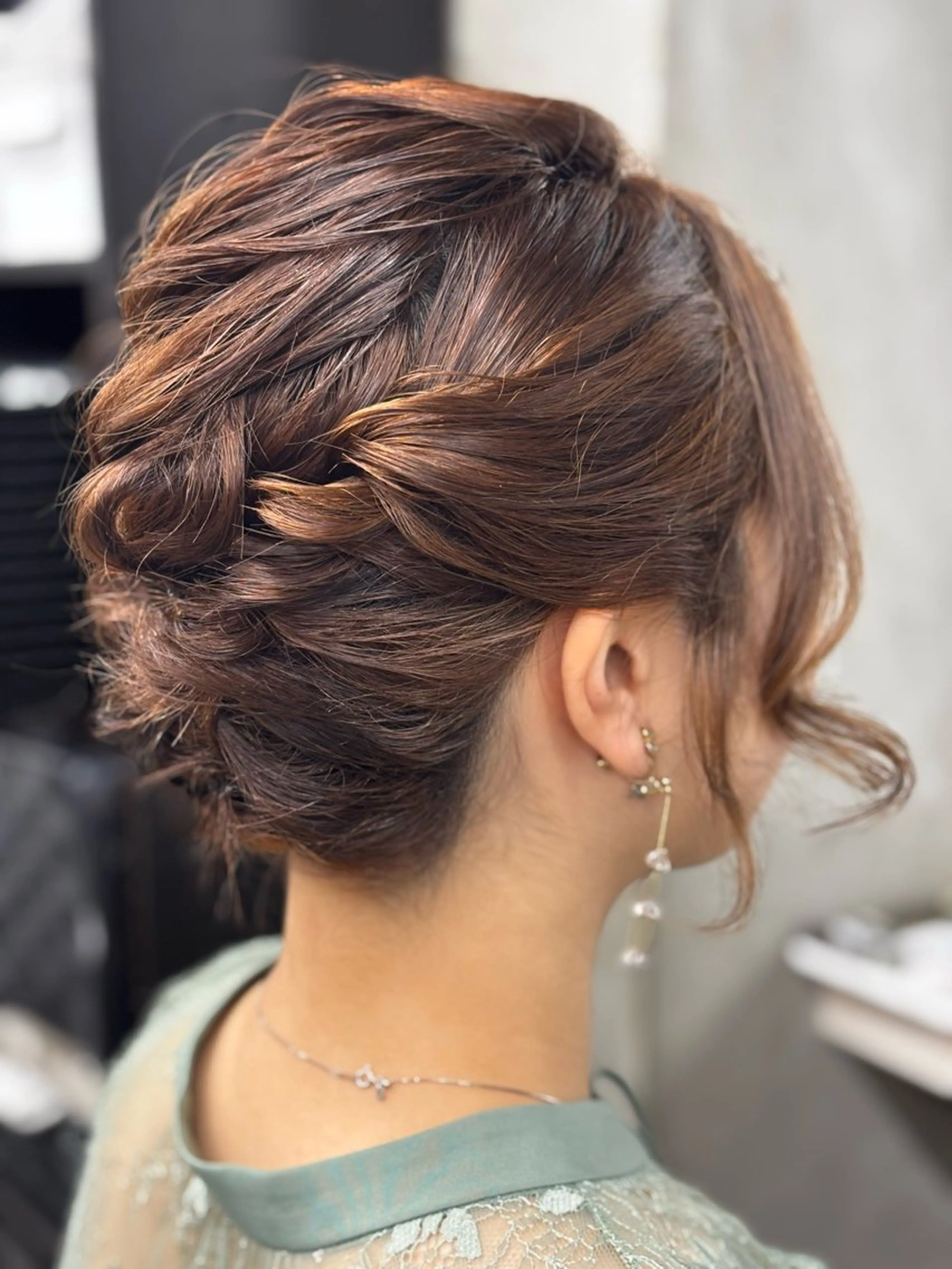 ヘアアレンジ お団子ヘア ボブ ヘアセット 髪質改善/縮毛矯正 カット/カラー/y.のヘアスタイル