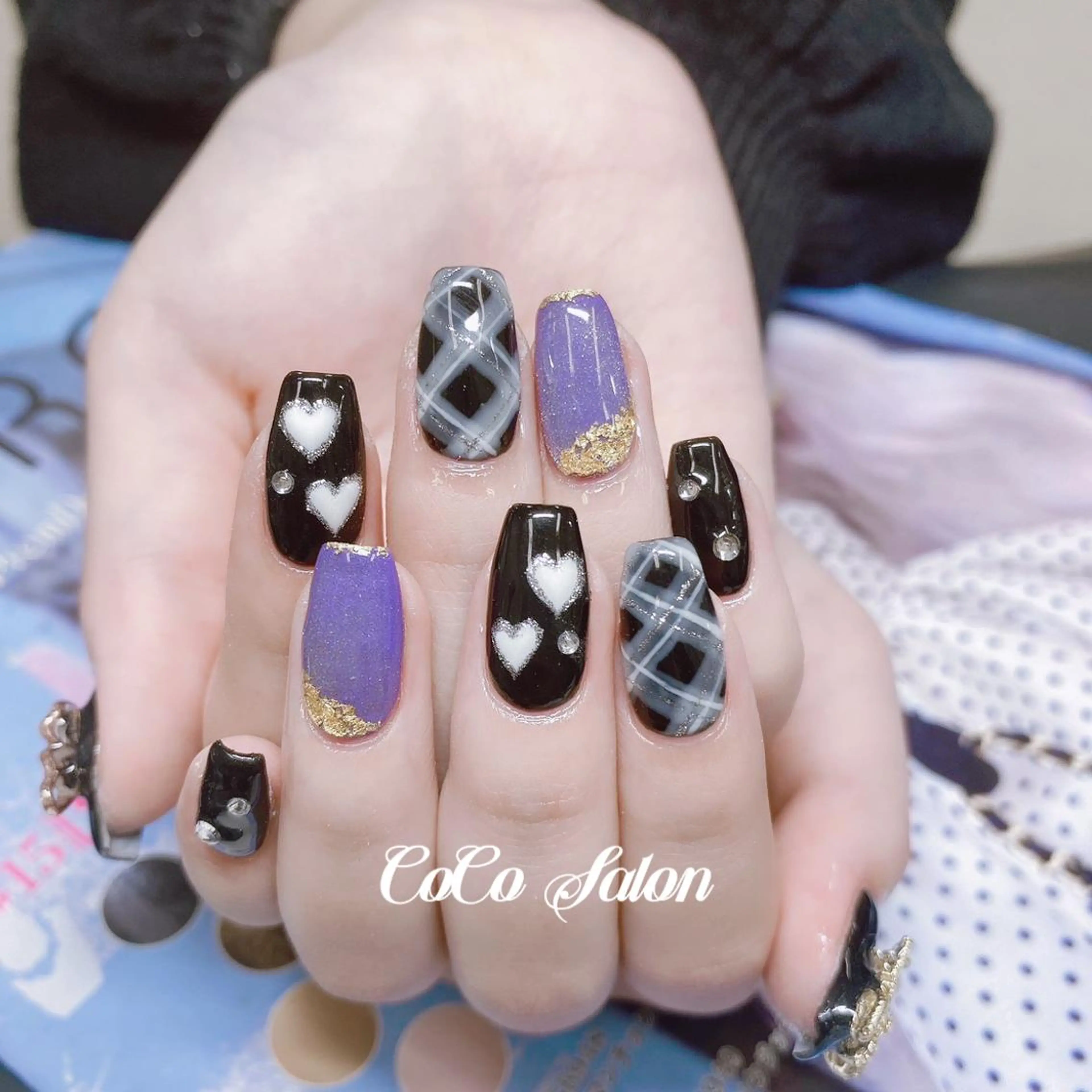 ネイル アートネイル 長さ出し ジェルネイル ハート 韓国ネイル ハンドネイル CoCoSalon ネイル/まつ毛予約のネイルデザイン