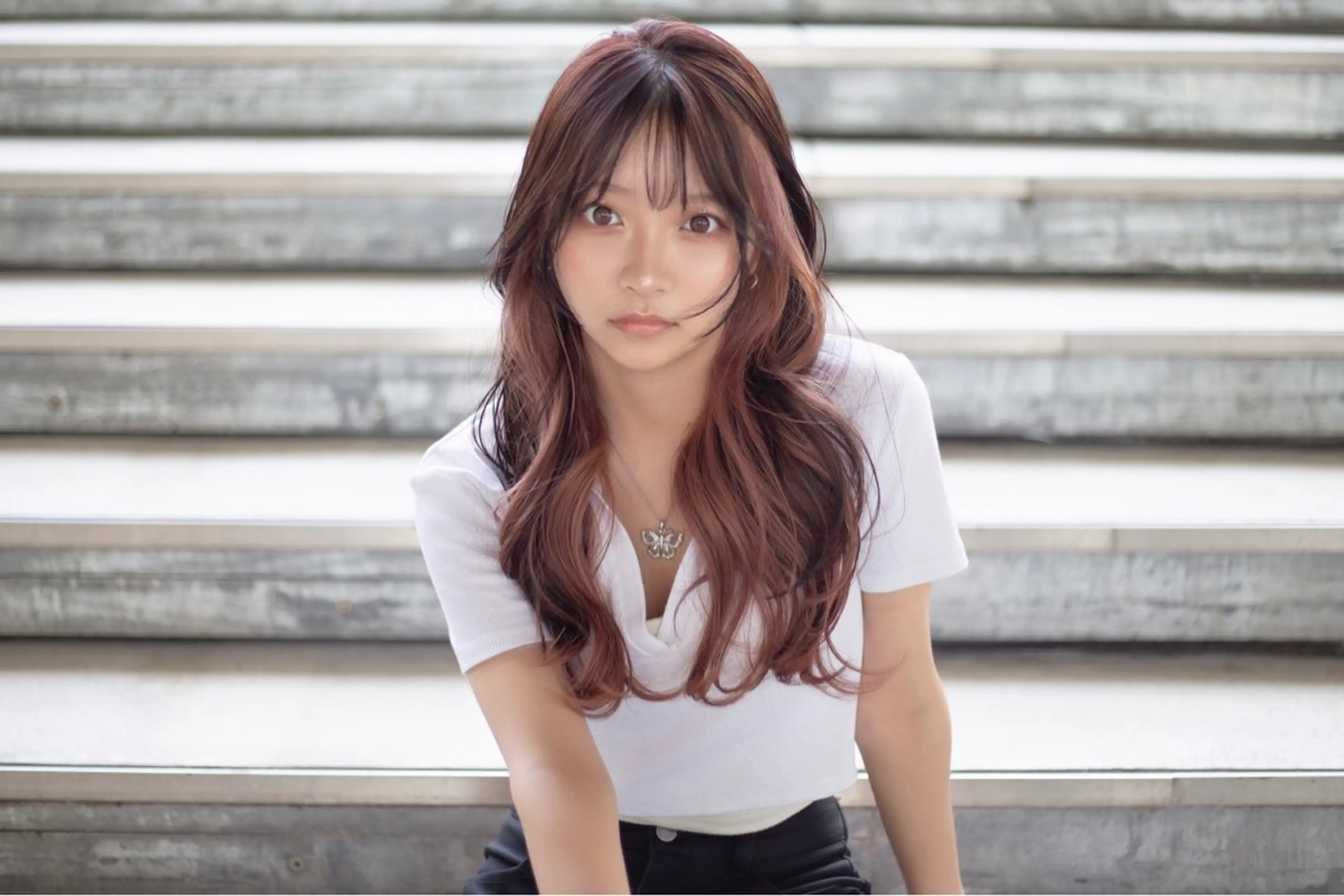 ロング カラー カット ヘアカラー トリートメント 韓国レイヤー/新宿/ 髪質改善/岡崎のヘアスタイル