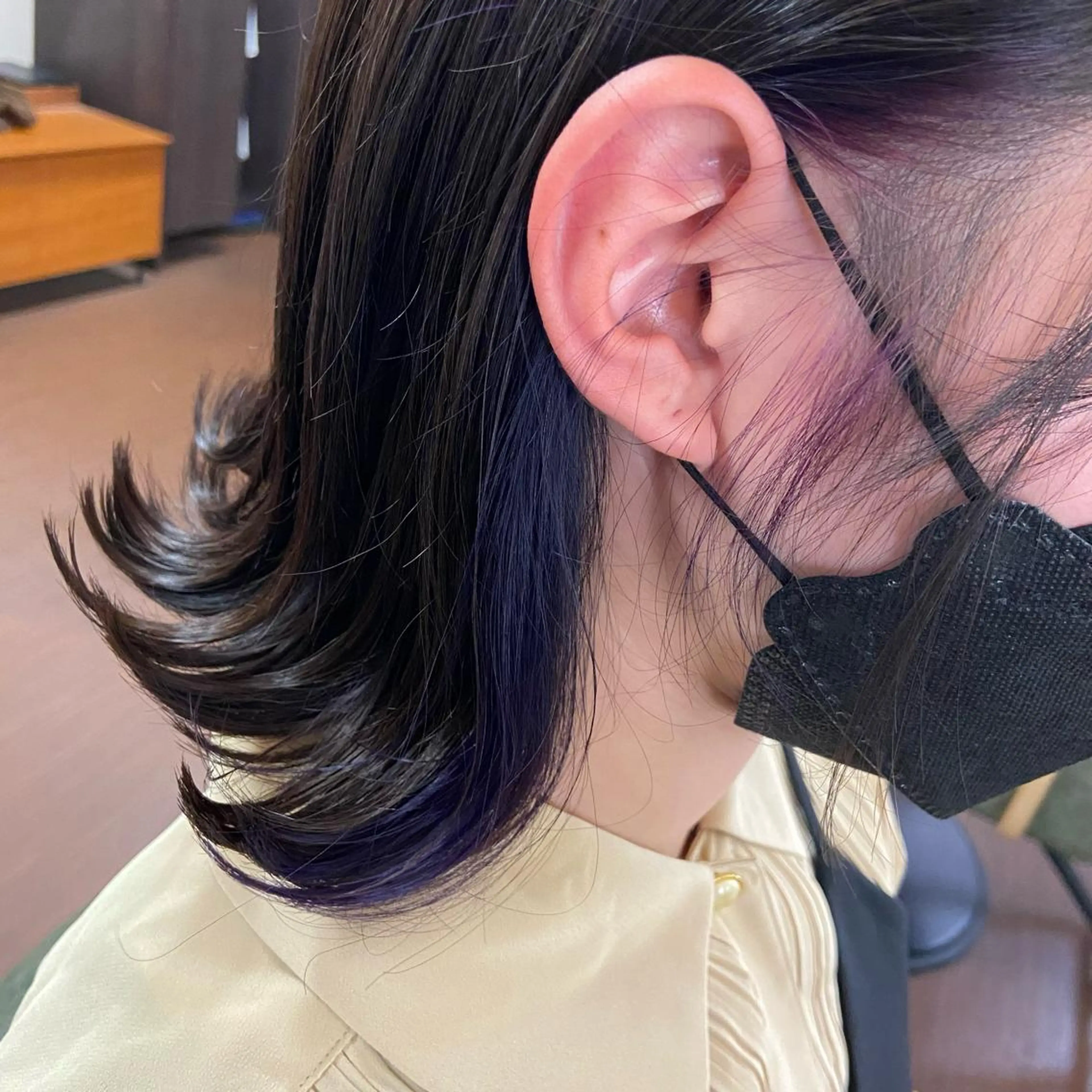 ミディアム カラー イヤリングカラー バイオレットカラー カット ヘアカラー Glanzhair 🫧‪菊池柊真🫧のヘアスタイル