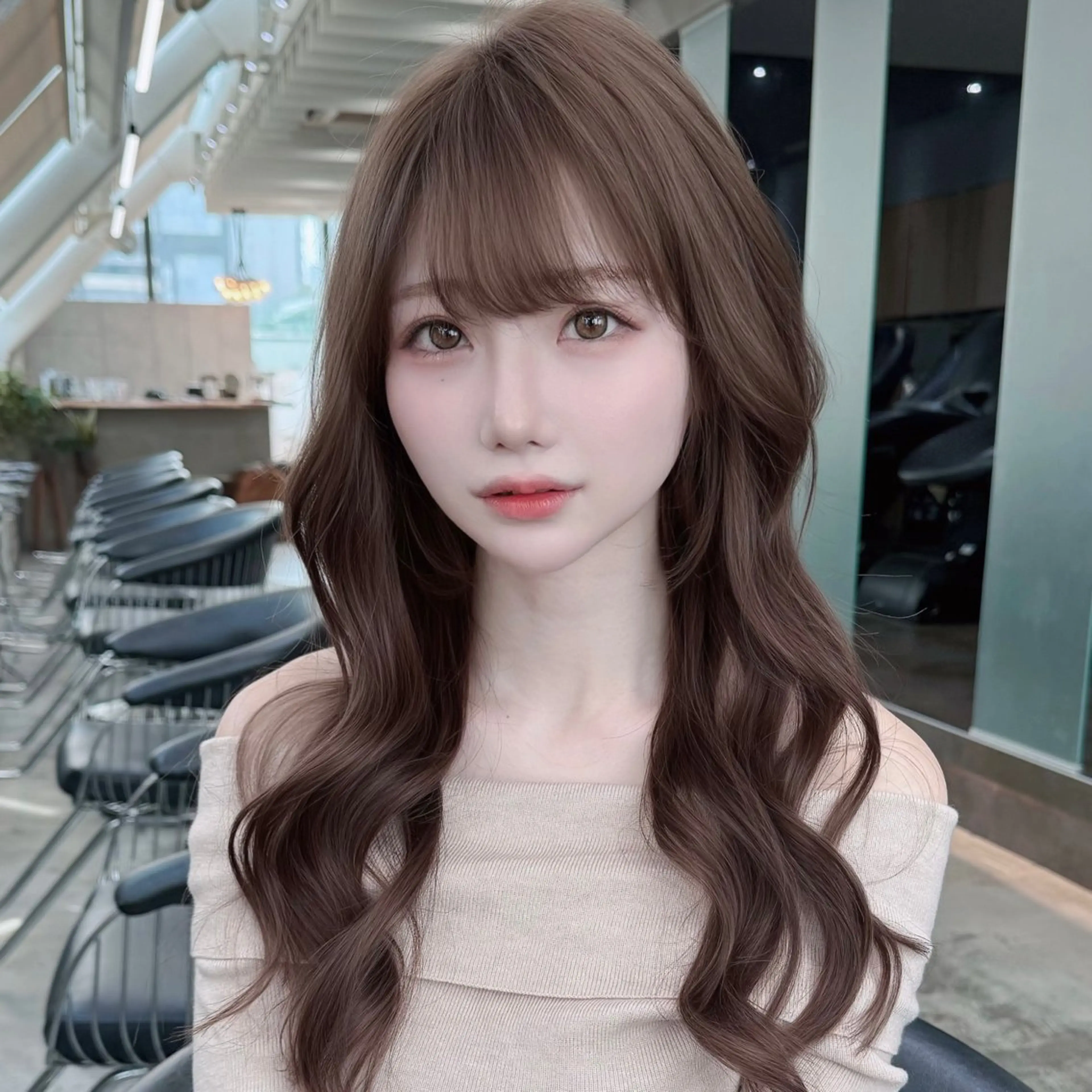 ロング カット ヘアカラー トリートメント ボブ韓国風レイヤー 髪質改善/畠中ケントのヘアスタイル