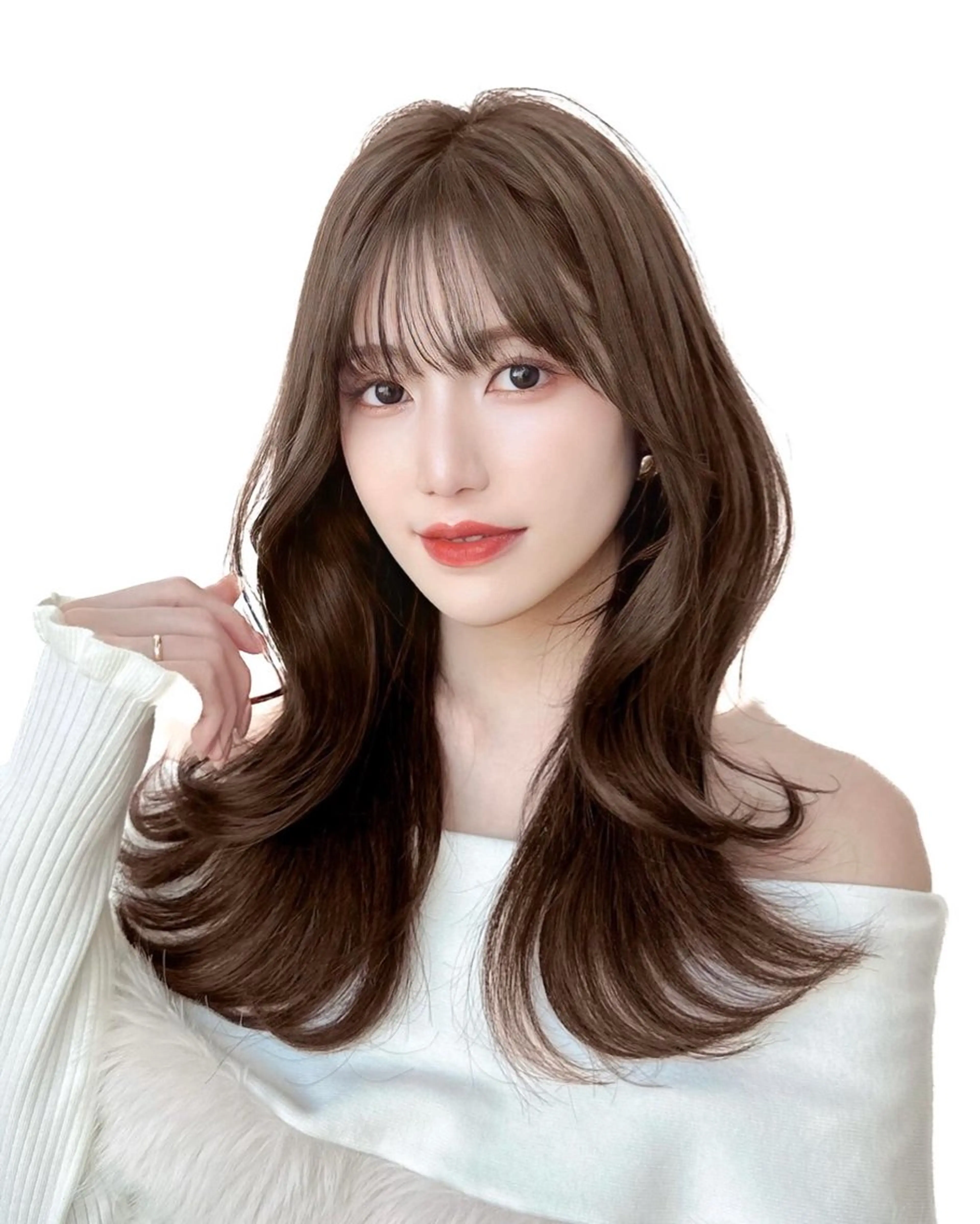 セミロング カラー 透明感カラー グレージュ イルミナカラー ハイレイヤー レイヤーカット カット ヘアカラー トリートメント 顔周り特化/韓国ヘア /レイヤー/吉野幸大のヘアスタイル