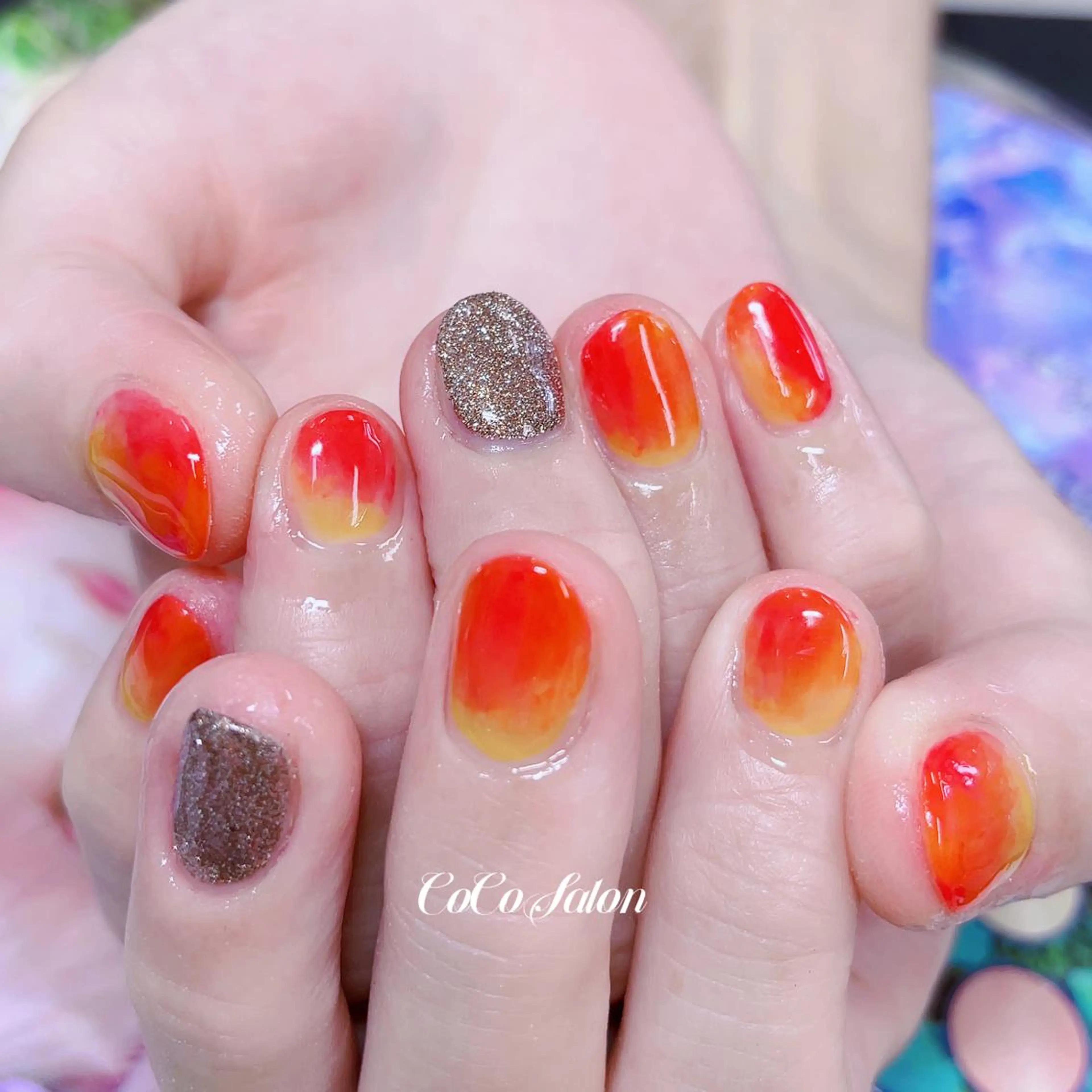 ネイル 長さ出し ジェルネイル キラキラネイル 韓国ネイル ラメ(グリッター) CoCoSalon ネイル/まつ毛予約のネイルデザイン