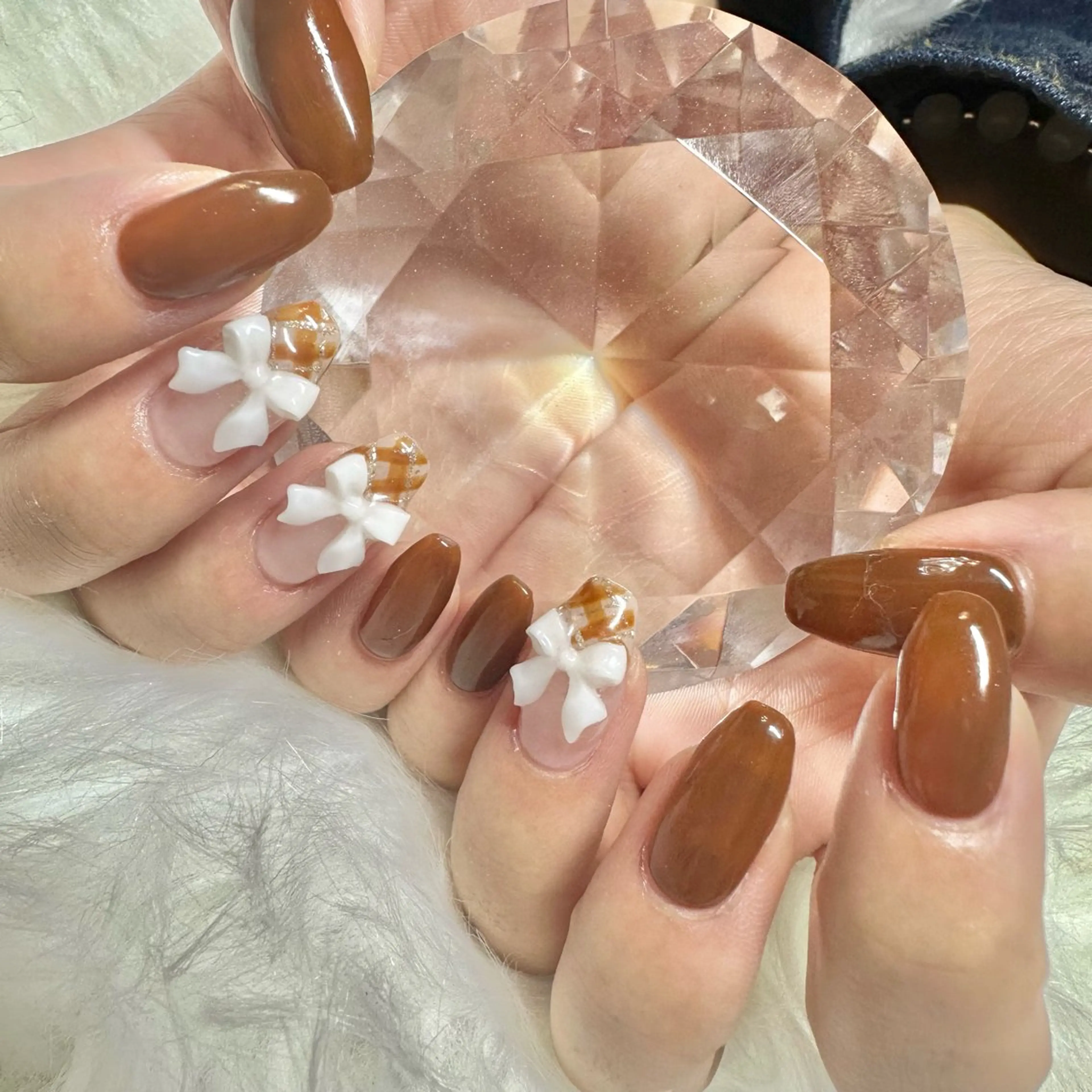 ネイル リボン 冬ネイル ハンドネイル フットネイル 🤎CHARME NAIL🤎のネイルデザイン
