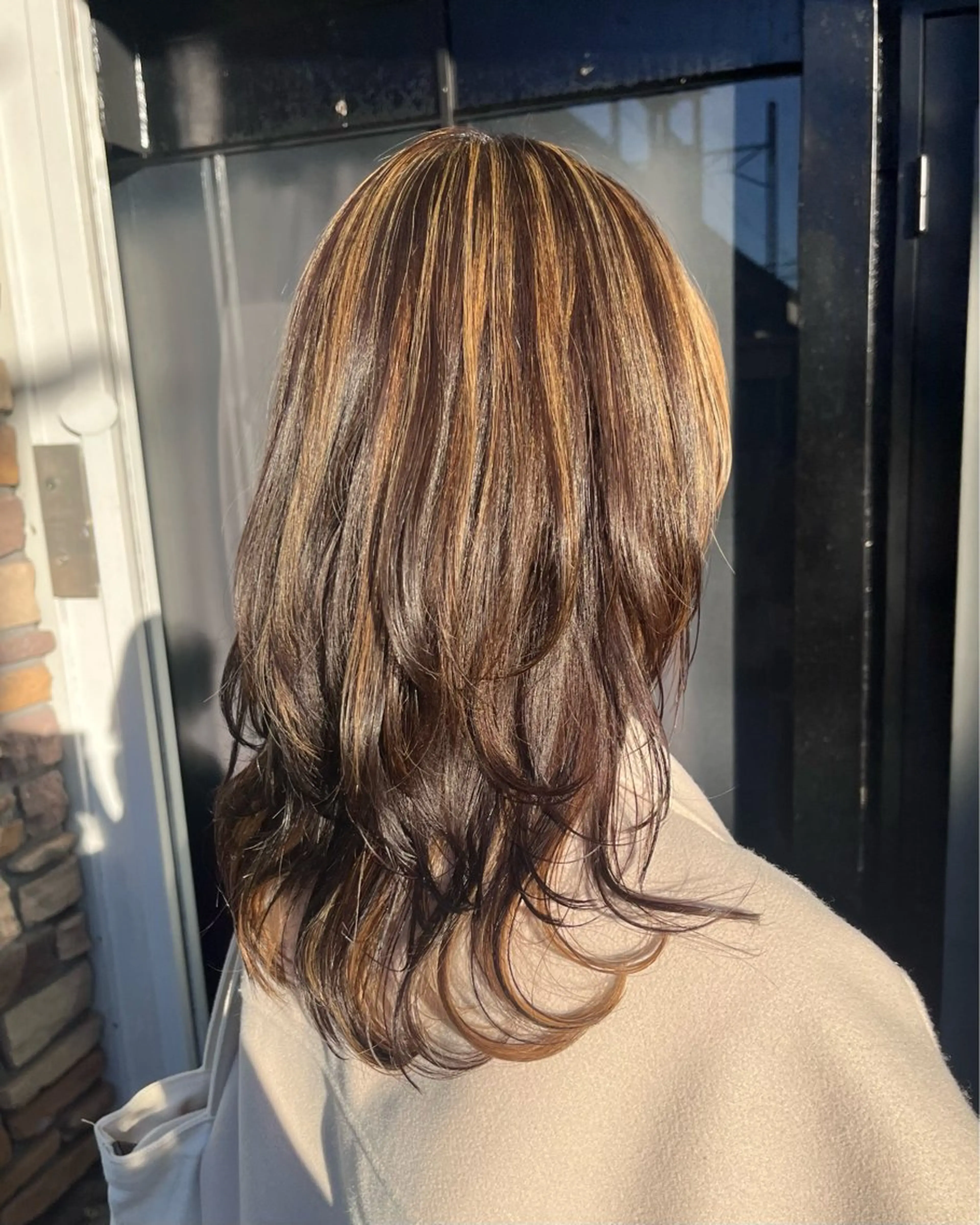セミロング カラー ミストバング デザインカラー  フェイスフレーミング ハイライトカラー ハイレイヤー カット ヘアカラー 透明感カラー/パーマ 🌀アオノアユミのヘアスタイル