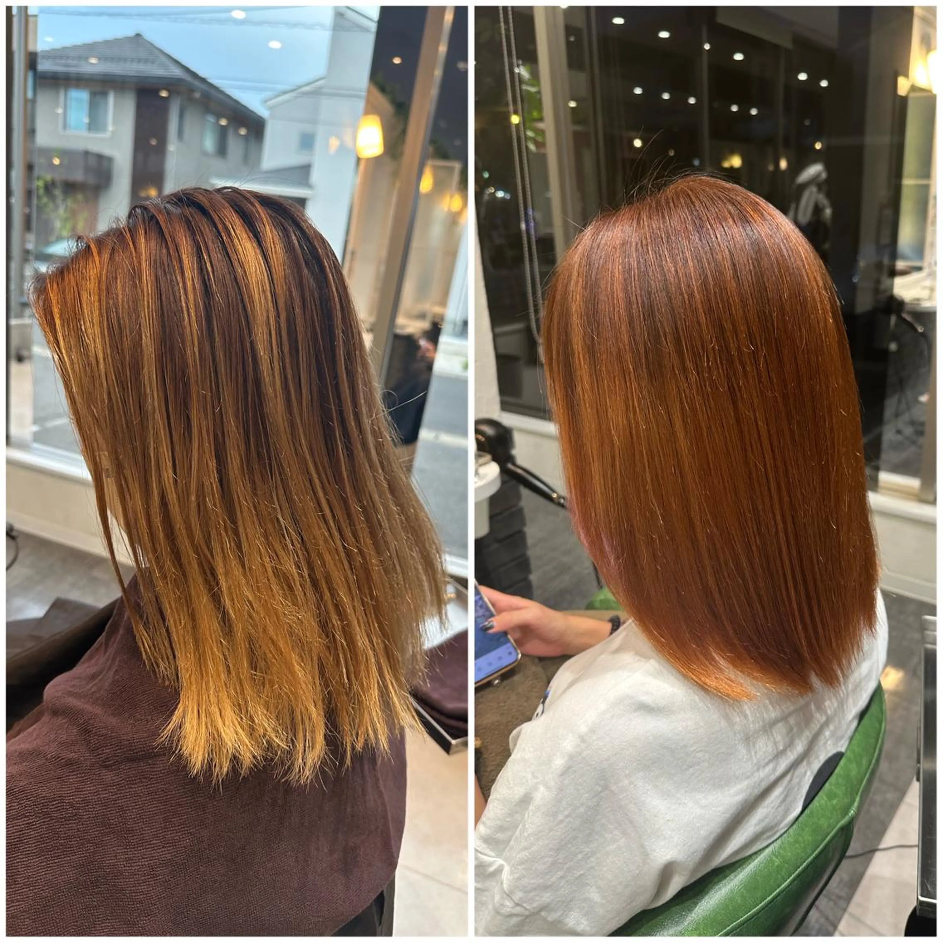 ミディアム カラー ブリーチ オレンジ カット ヘアカラー トリートメント TELAHAIR成田 マネージャー吉野美羽のヘアスタイル