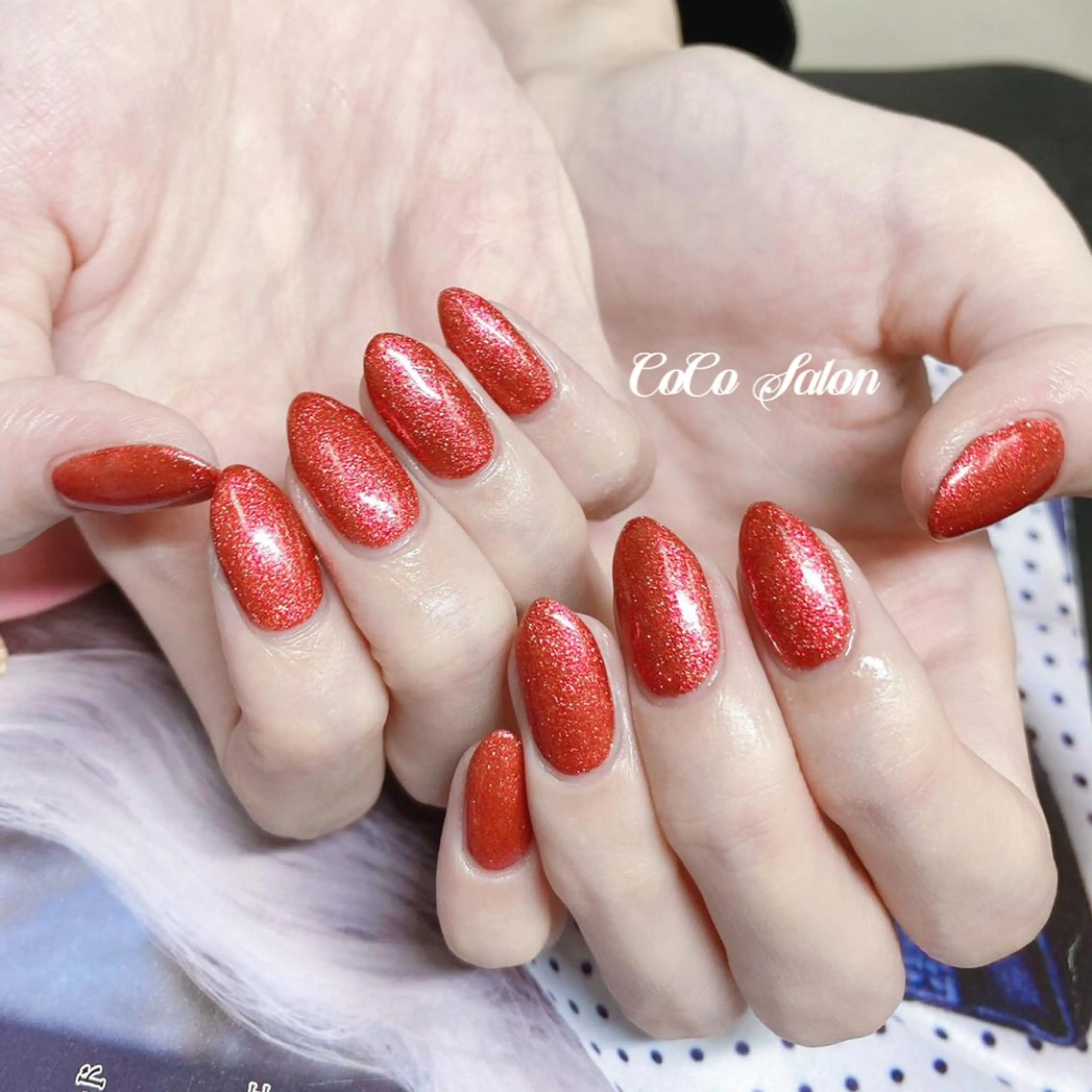 ネイル 長さ出し ジェルネイル キラキラネイル 韓国ネイル ラメ(グリッター) ハンドネイル CoCoSalon ネイル/まつ毛予約のネイルデザイン