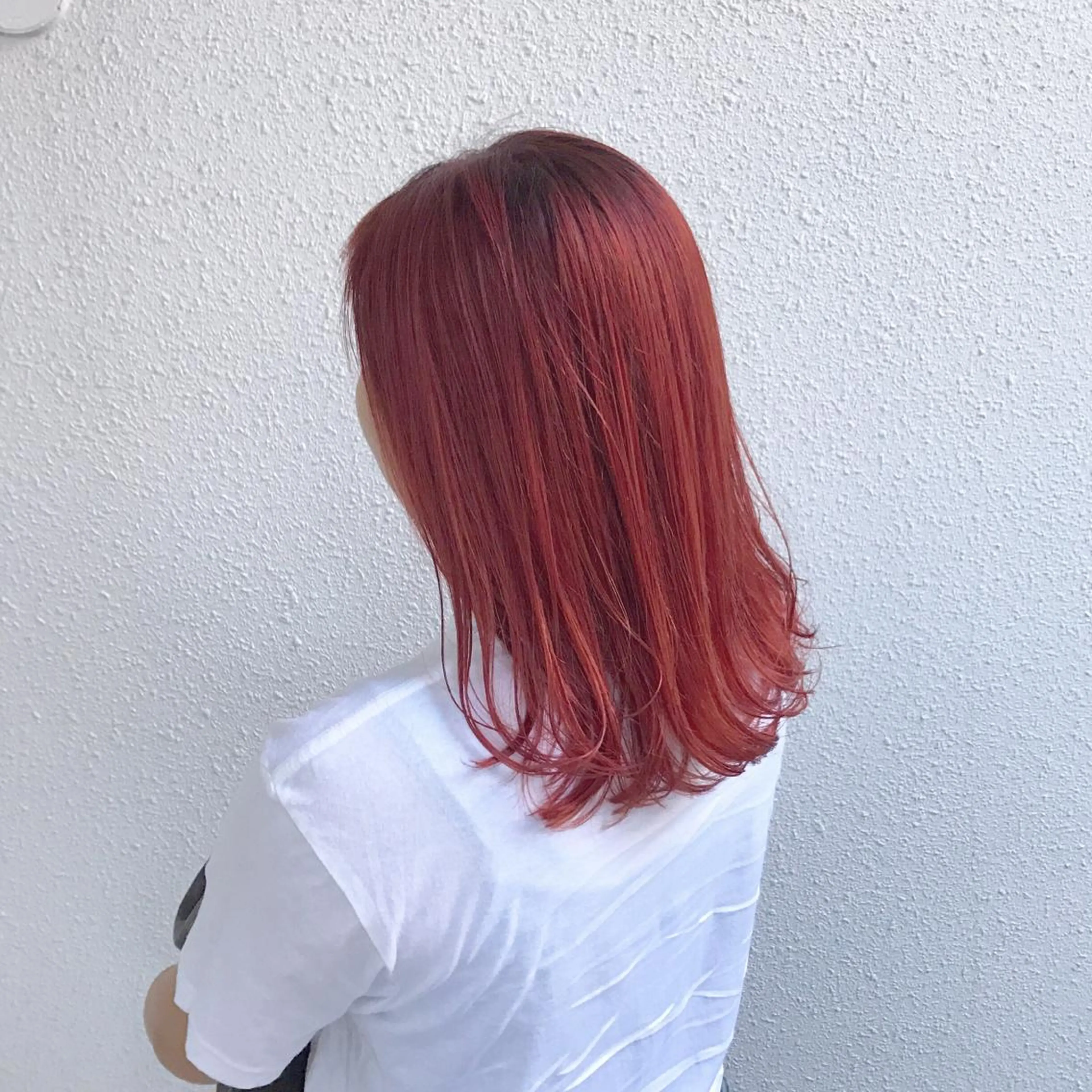 ミディアム カラー ダブルカラー レッドカラー インナーカラー/天神 ブリーチ/吉田のヘアスタイル