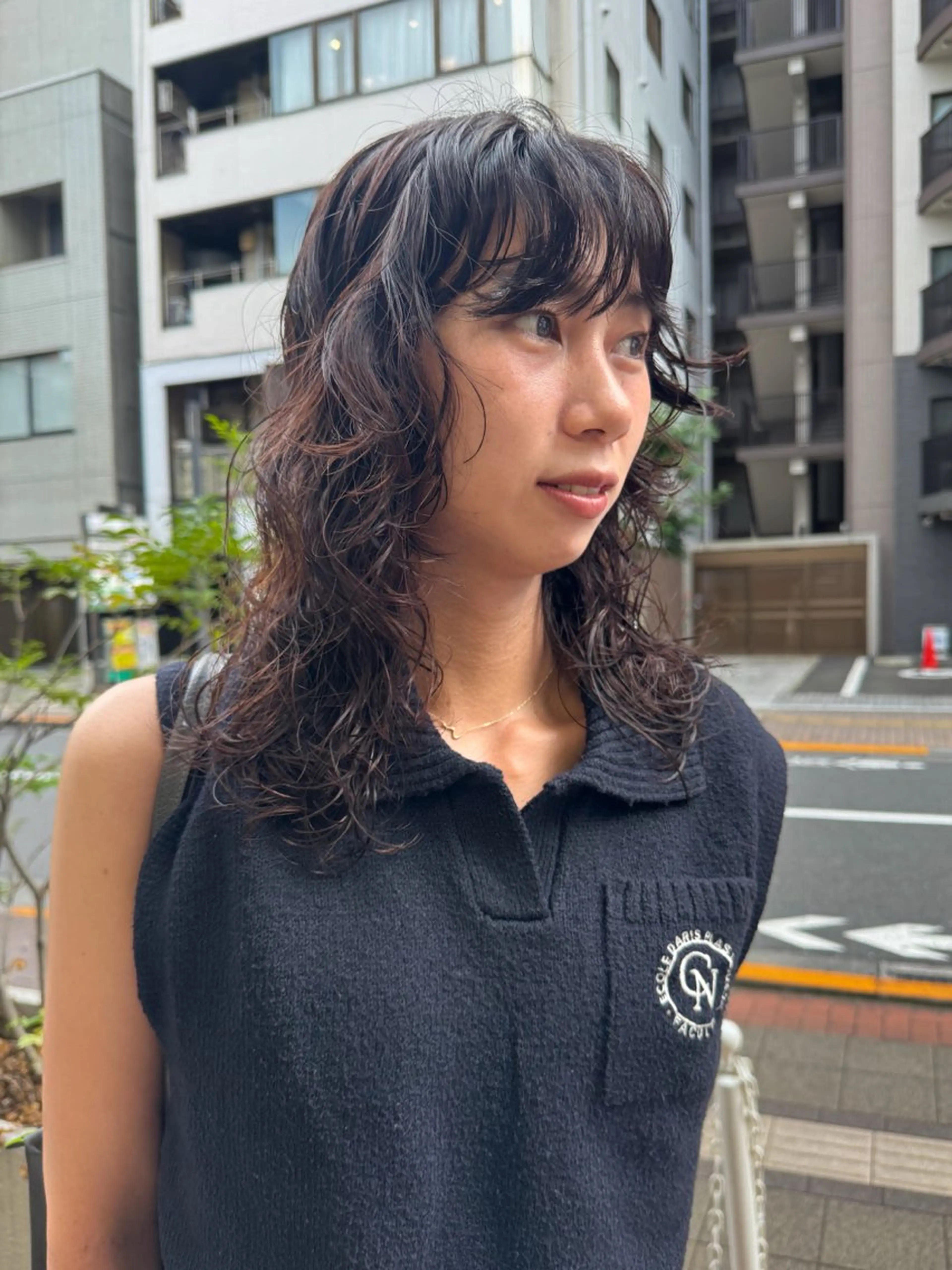 ミディアム パーマ レイヤーカット カット パーマ Seeknext // Rukaのヘアスタイル