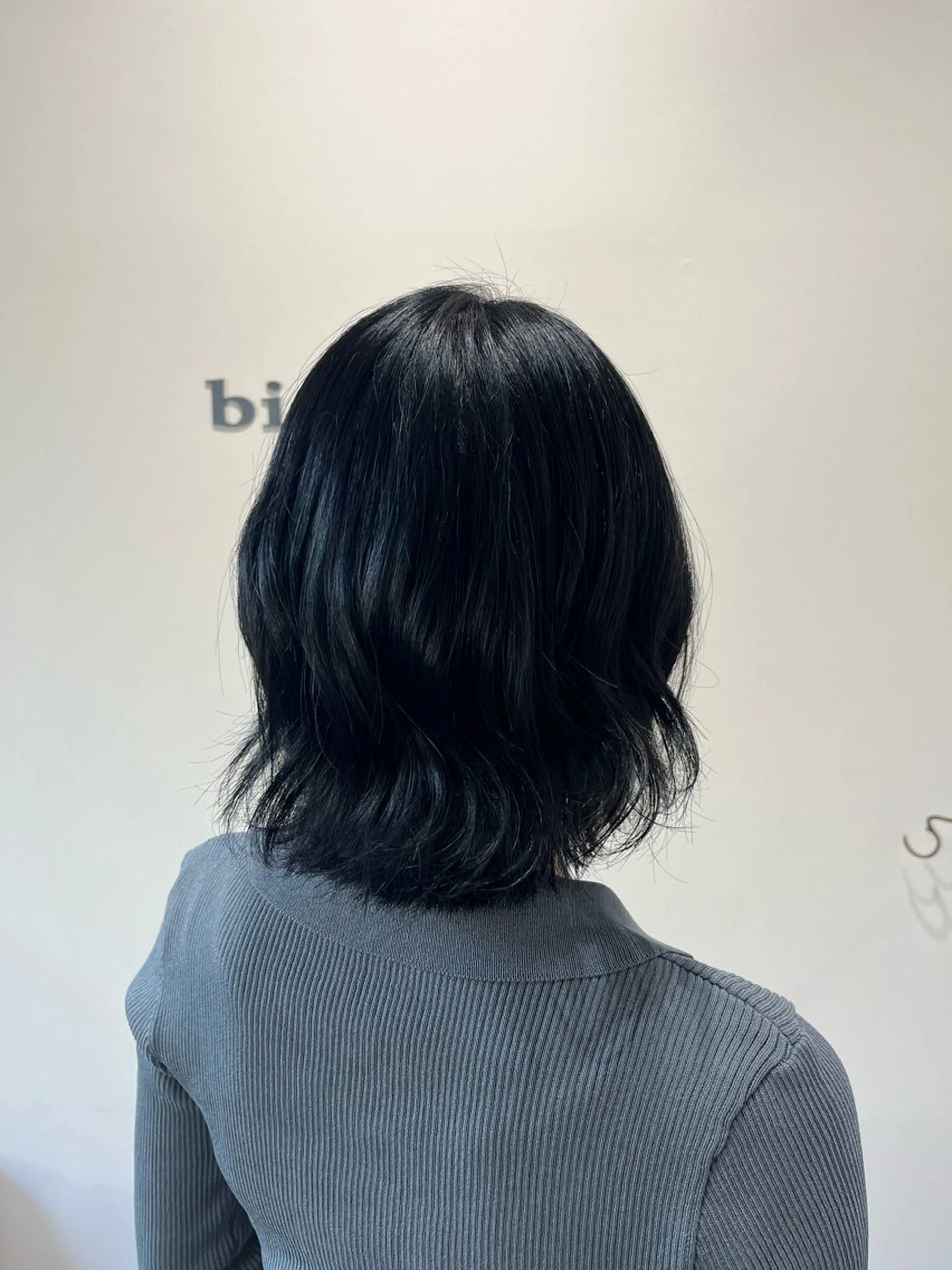 カラー 黒髪 ブルーカラー ブルーブラック bisou hair スガノ　カヤノのヘアスタイル