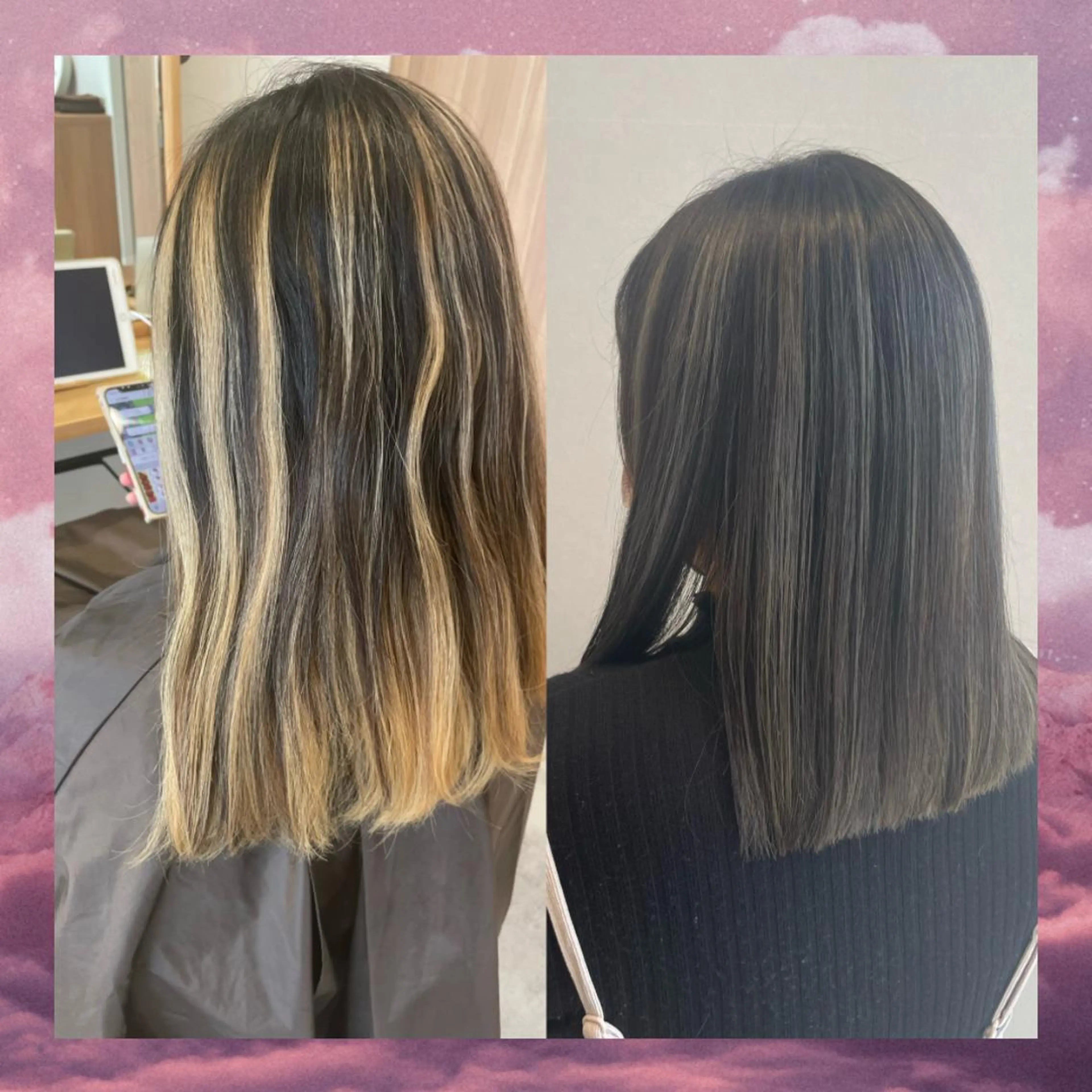 セミロング カラー 透け感カラー asukaのヘアスタイル
