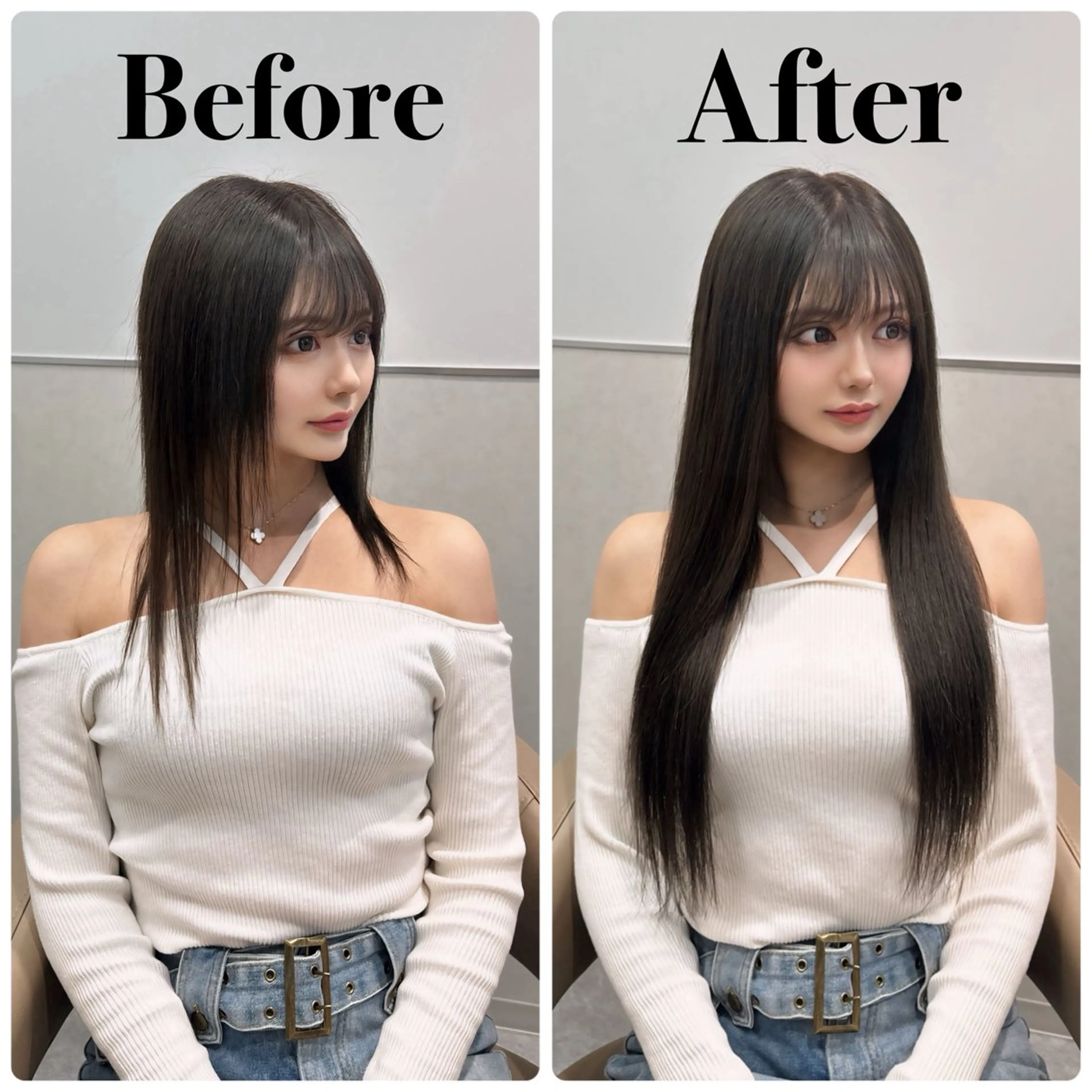 シールエクステbefore→after｜韓国ヘア/エクステ/ Mai(SALOWIN