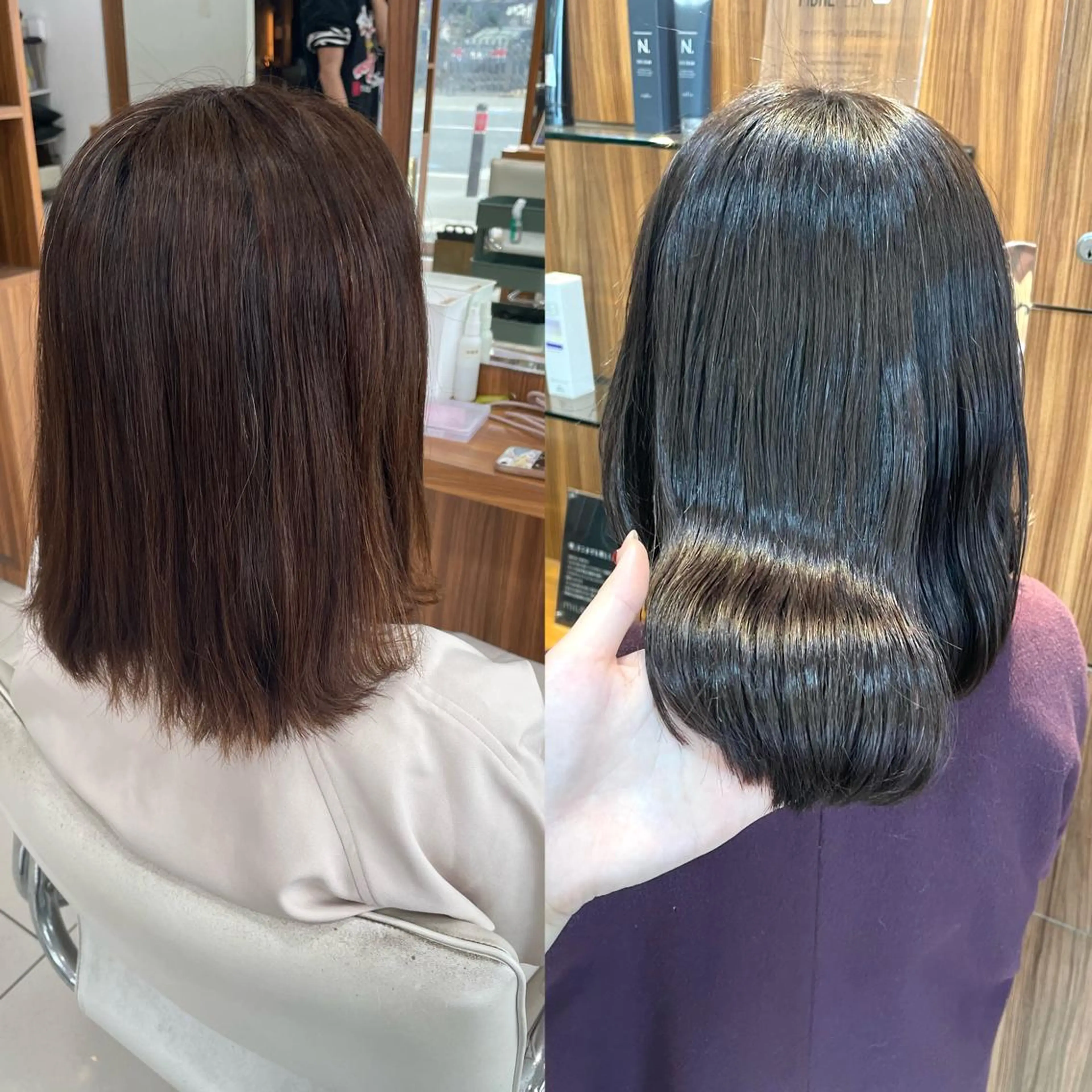 セミロング カラー 髪質改善 白髪ぼかし￤中央林間 ￤柳川拓哉のヘアスタイル