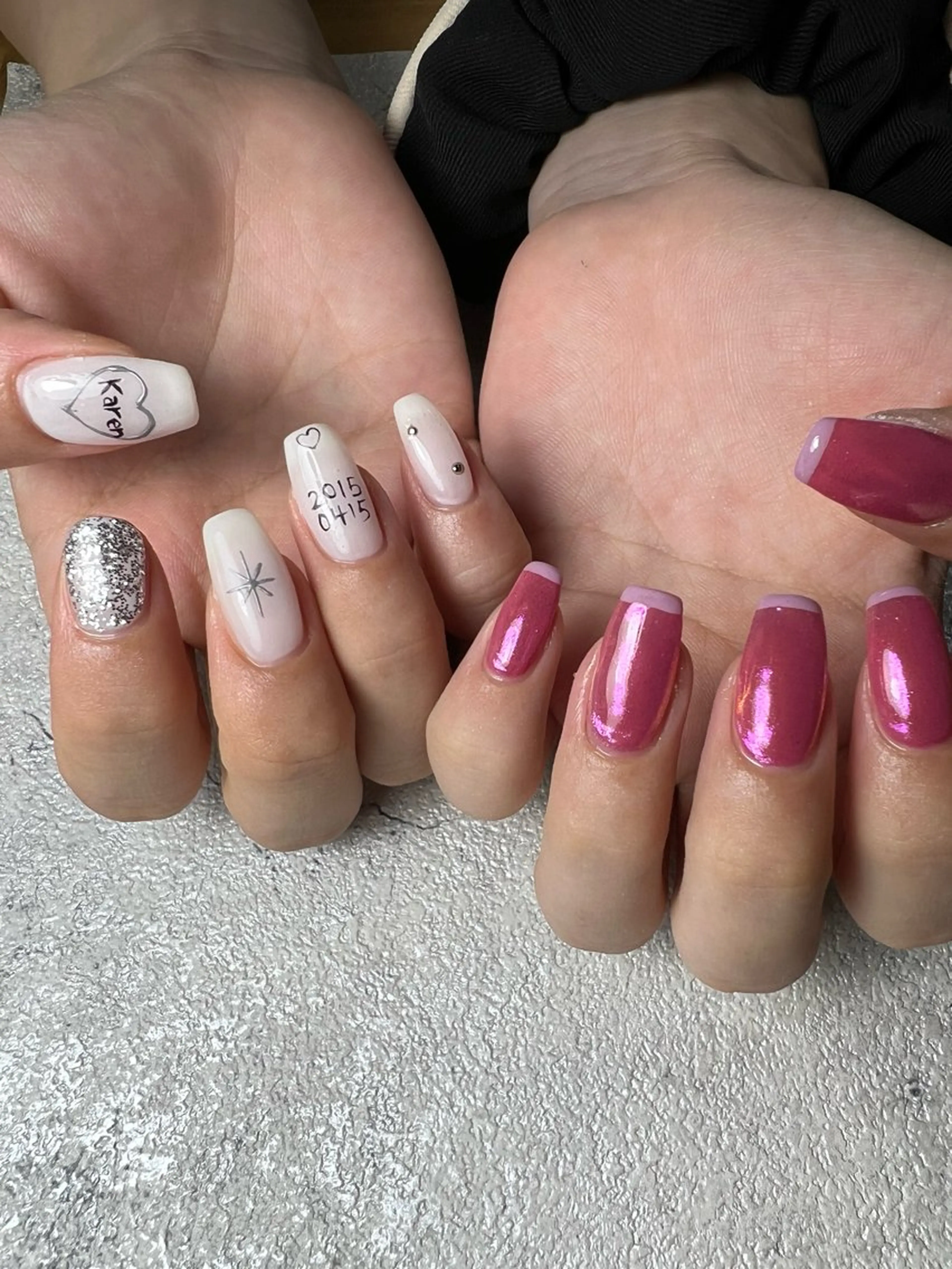 ネイル オーロラネイル フレンチネイル ジェルネイル 持ち込み パラジェル flowers nailのネイルデザイン