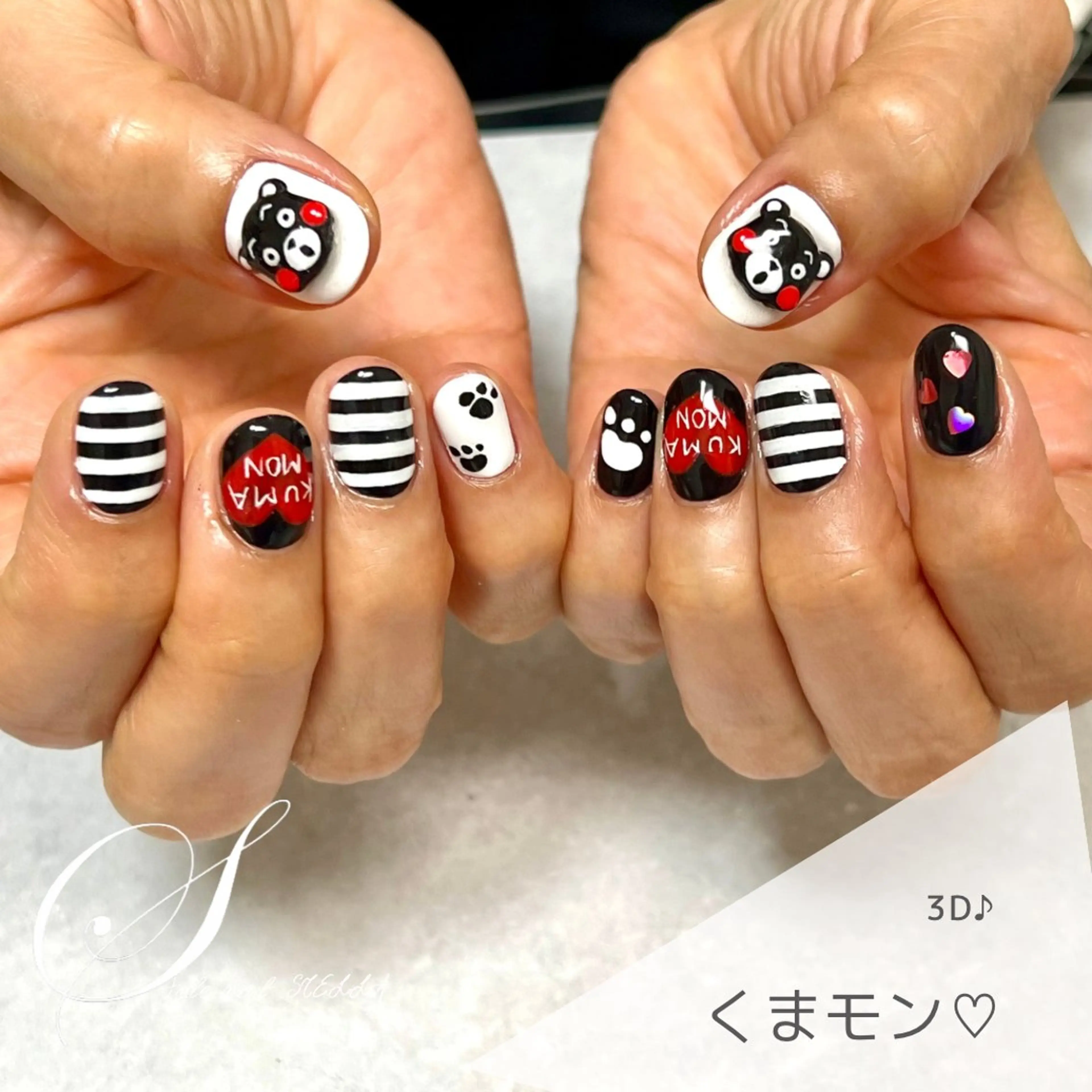 ネイル ボーダー ハンドネイル ステラ marikominoのネイルデザイン