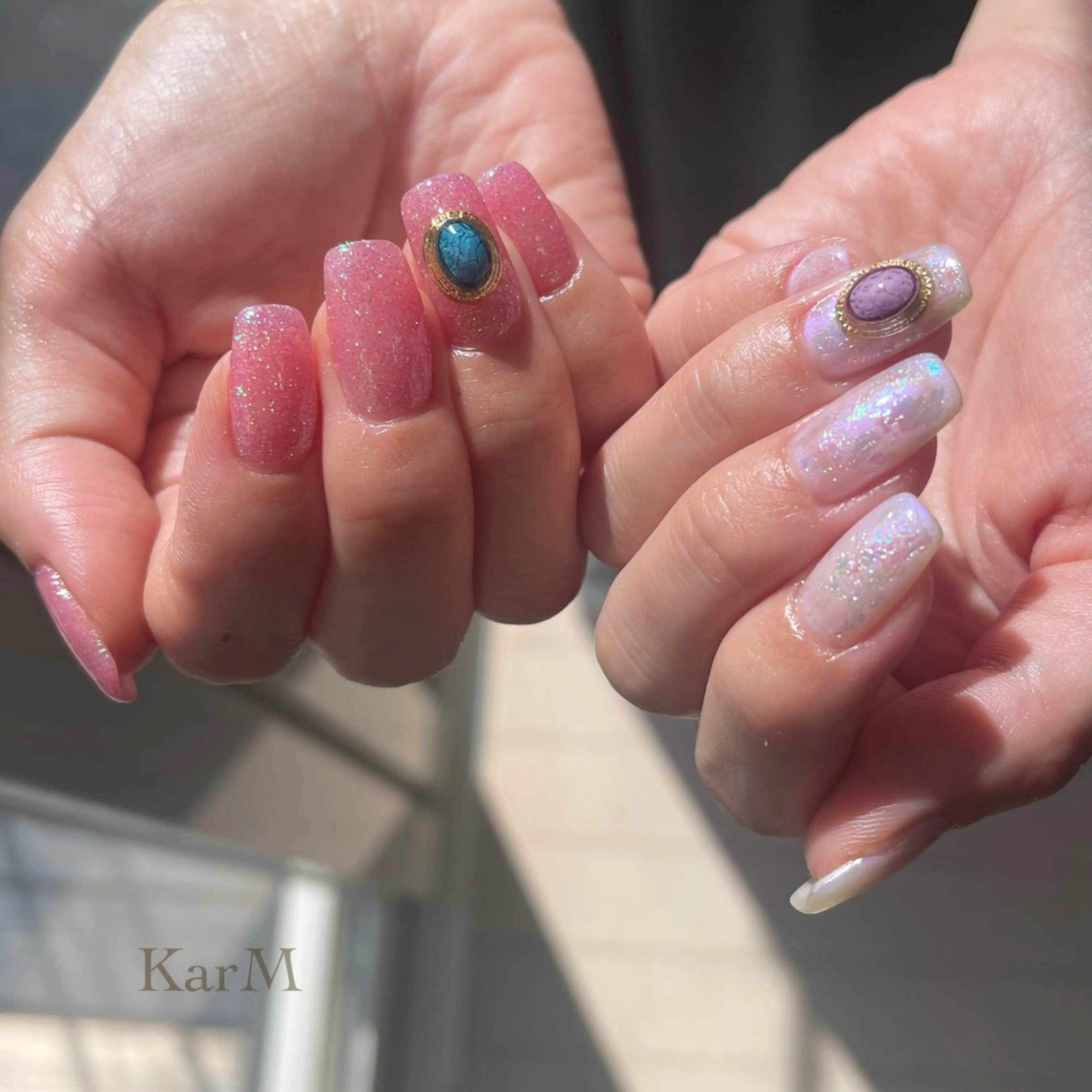 ネイル オーロラネイル チークネイル フットネイル フレンチネイル キラキラネイル ハンドネイル ogino karinのネイルデザイン