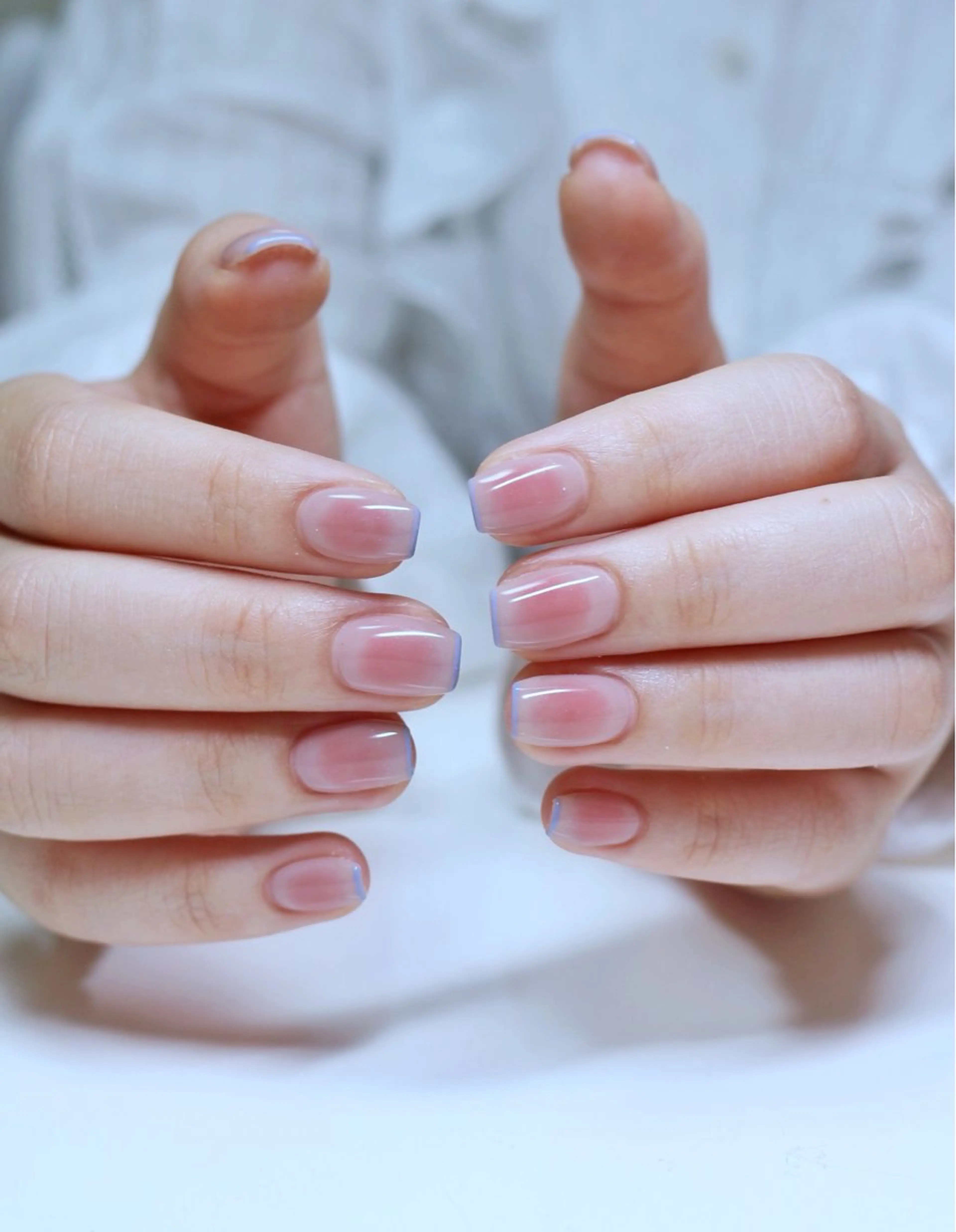 ネイル ブルー チークネイル フレンチネイル 氷ネイル・うるうるネイル 韓国ネイル ハンドネイル Baku Nailsのネイルデザイン