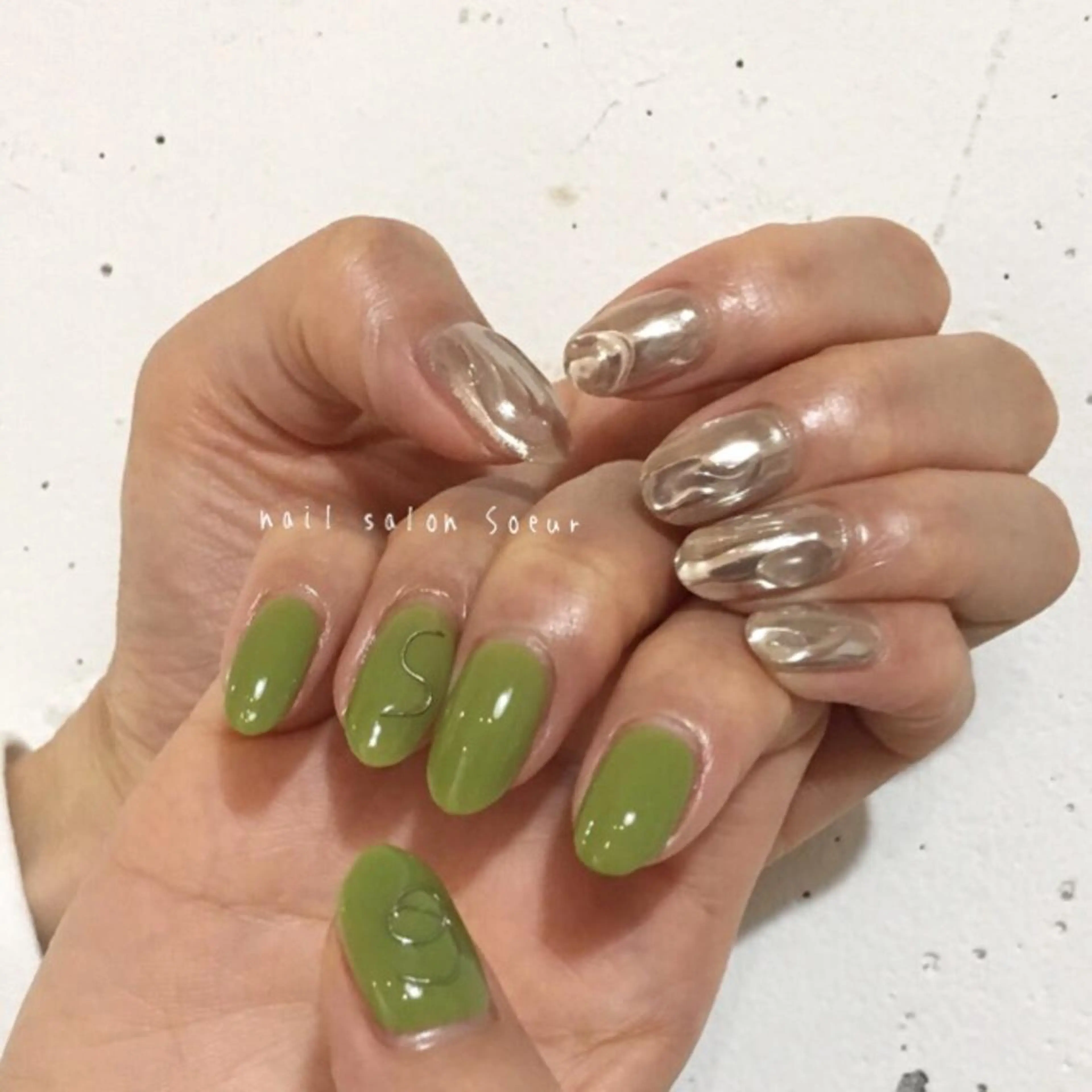 ネイル アートネイル 長さ出し ジェルネイル マットネイル ミラーネイル ハンドネイル nail salon Soeurのネイルデザイン