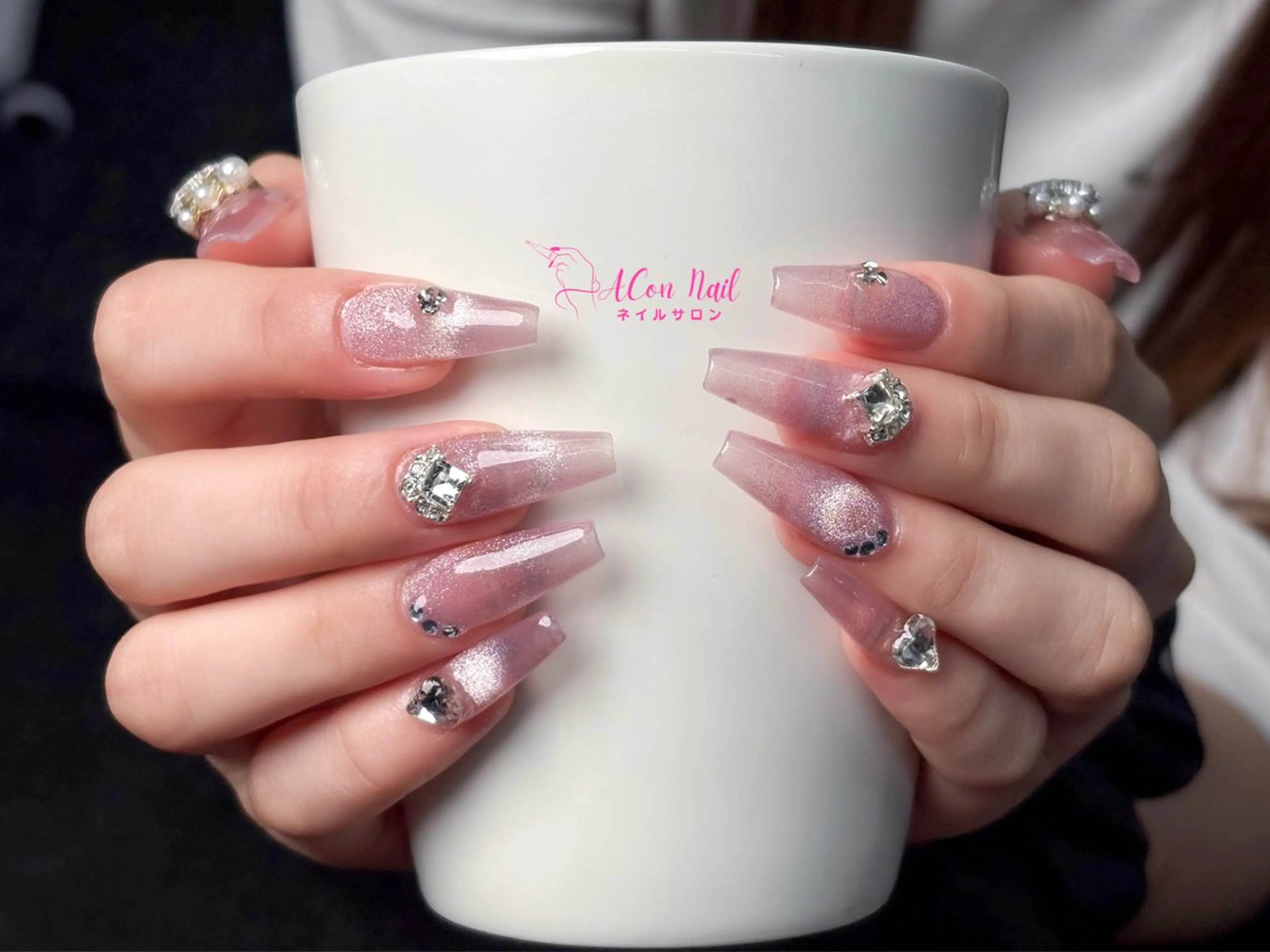 ネイル 桜ネイル 長さ出し フラワーネイル フレンチネイル ジェルネイル ハンドネイル AConNailSalon所属・ACon NailSalonのネイルデザイン