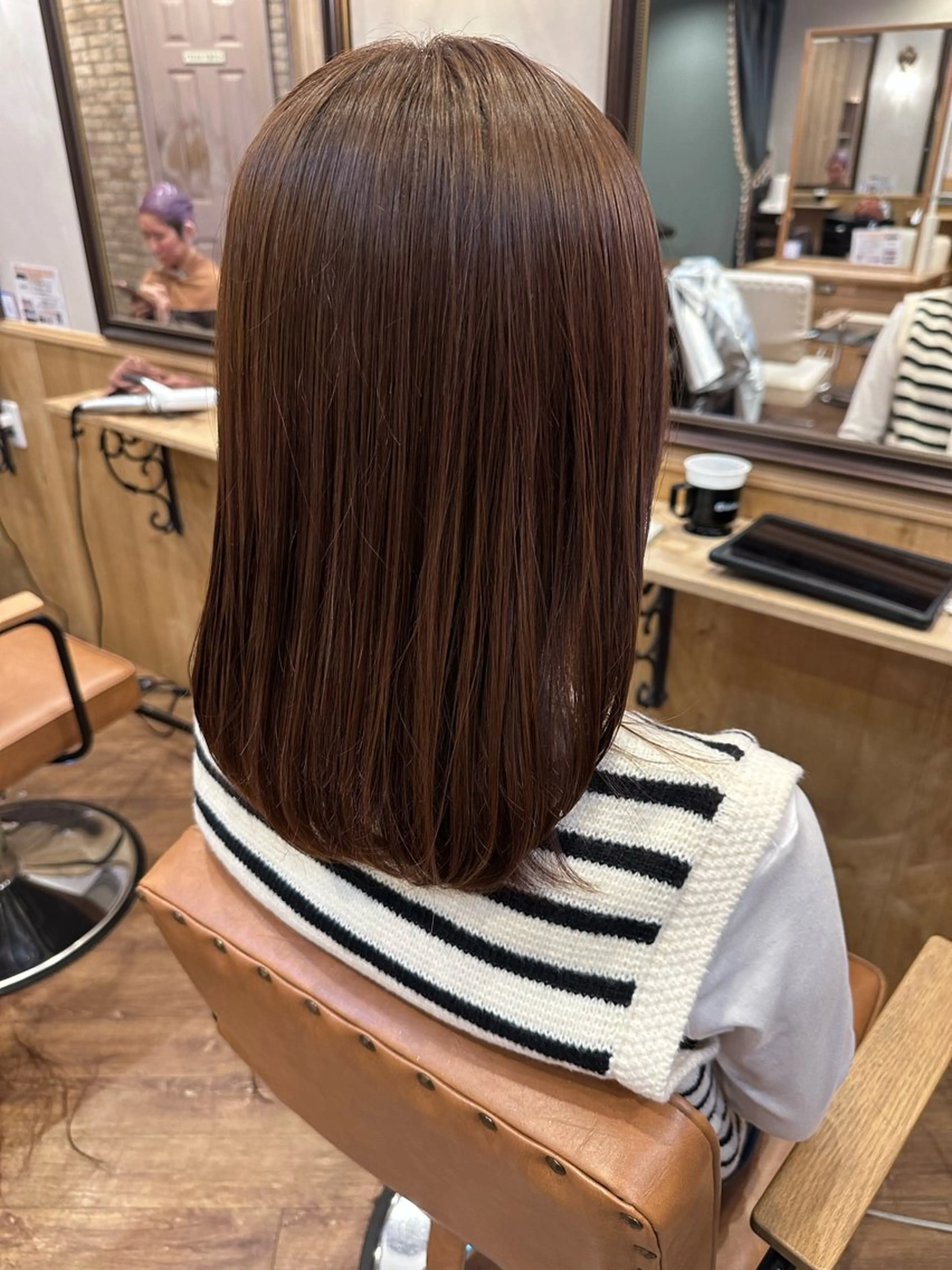 セミロング カラー 顔周りカット レイヤーカット 髪質改善・艶カラー HIROTOのヘアスタイル