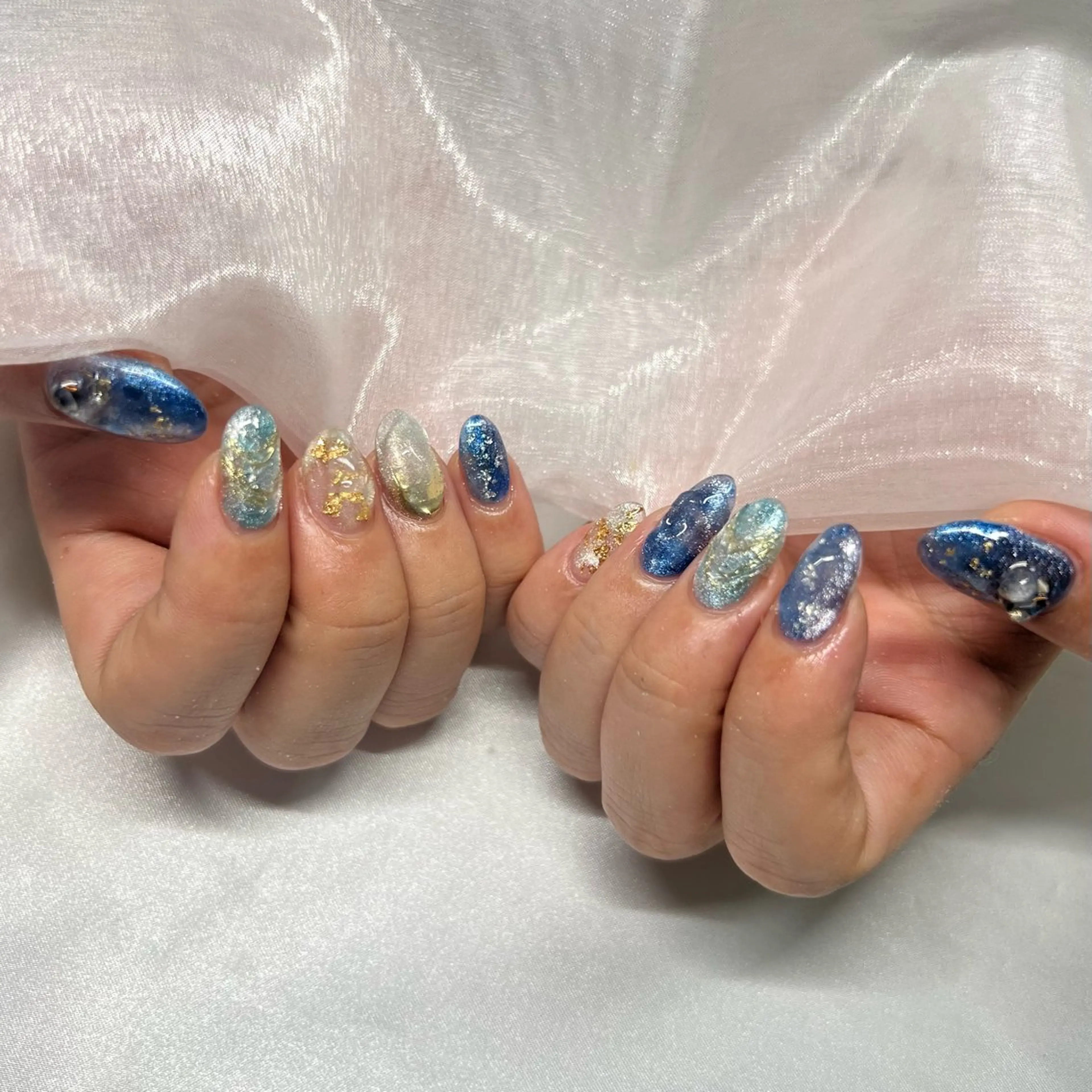 ネイル ジェルネイル 韓国ネイル ラメ(グリッター) マグネットネイル ミラーネイル ハンドネイル -nail salon-Reward所属・nail salon Rewardのネイルデザイン