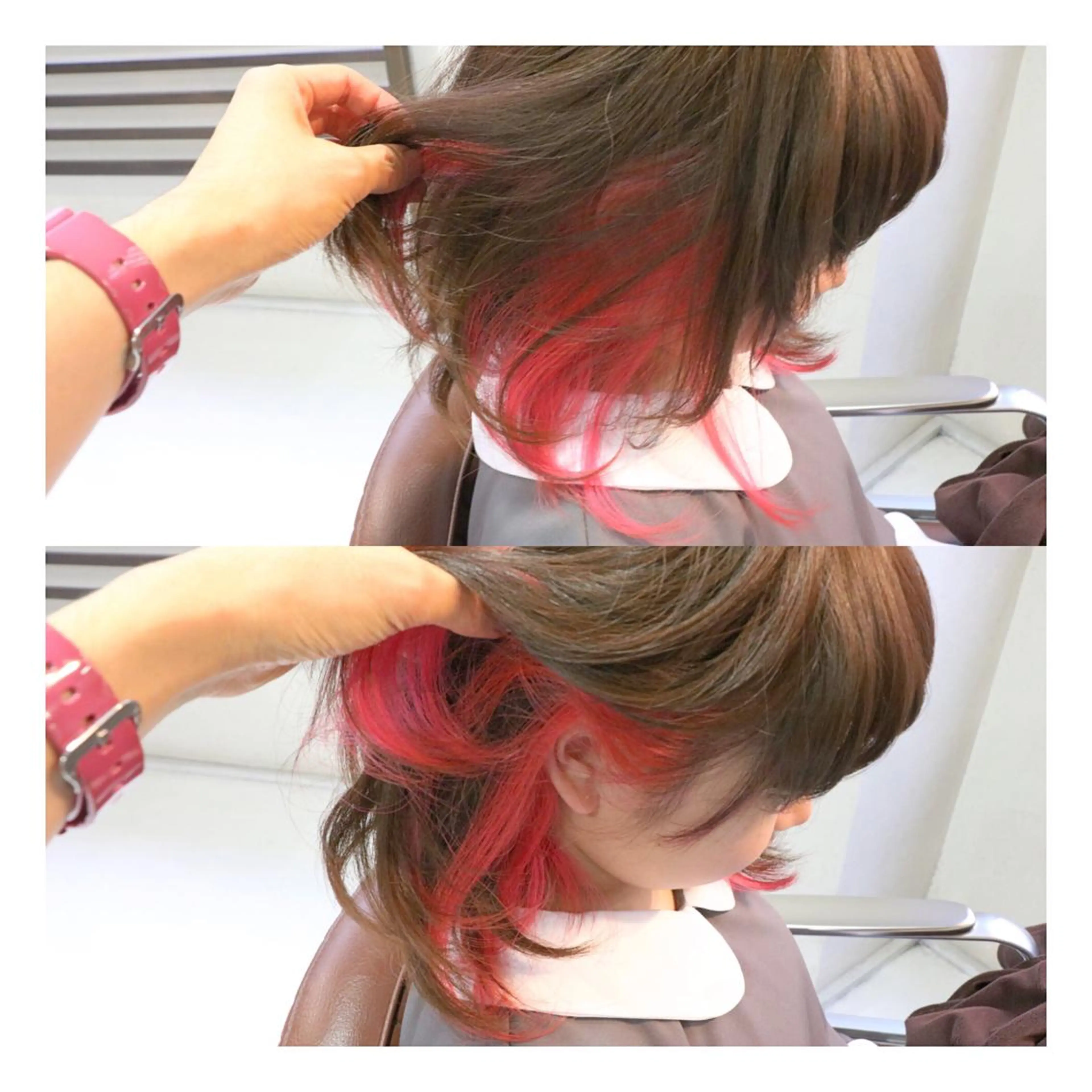 ミディアム カラー インナーカラー ピンクカラー LUCK本厚木 浦住 貴大のヘアスタイル