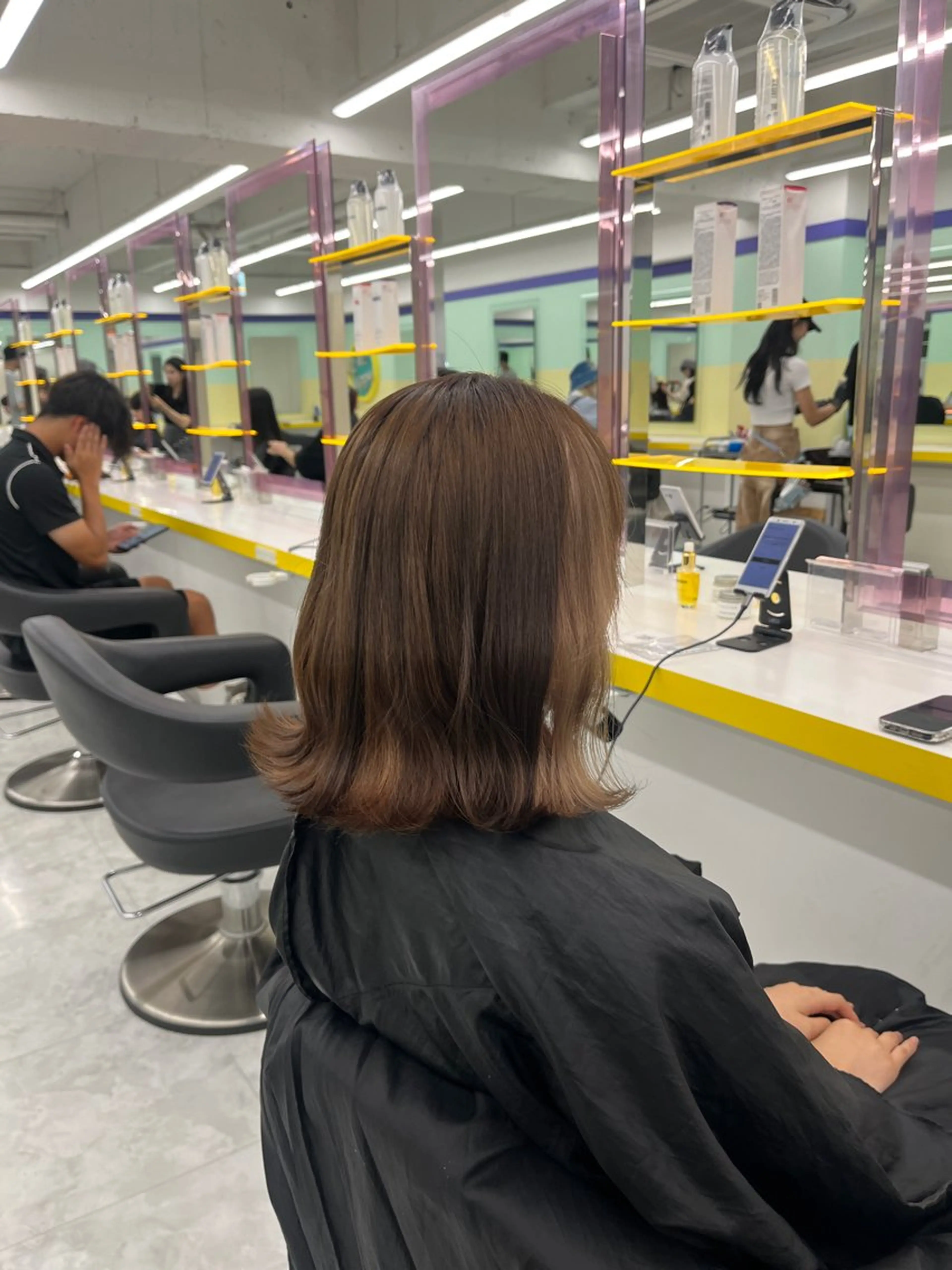 ミディアム カラー ヘアアレンジ ミストバング  フェイスフレーミング ヘアカラー トリートメント ヘアセット 🎀Girly艶髪カ ラー🎀Harukaのヘアスタイル