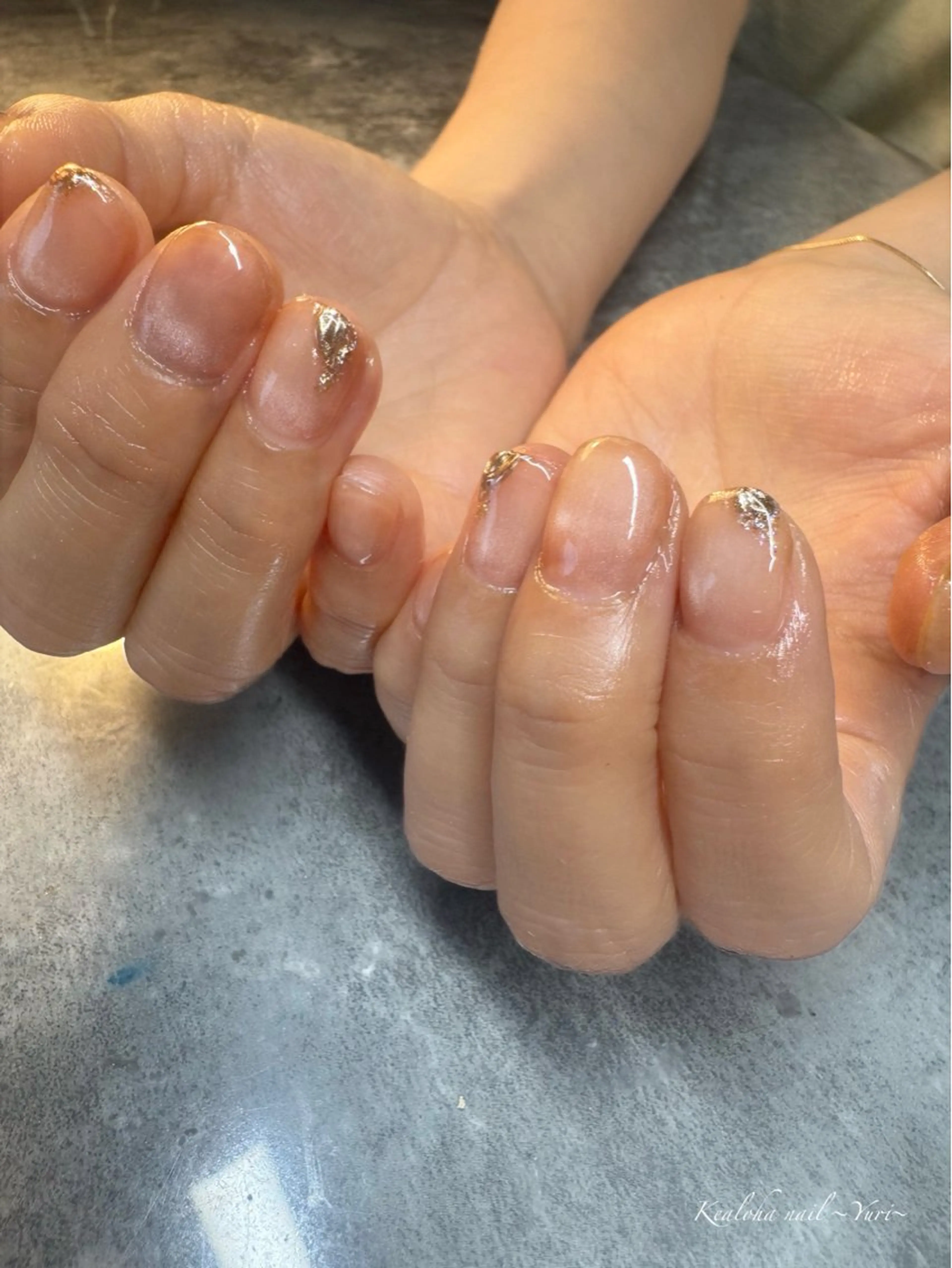 ネイル ニュアンスネイル オレンジ ハンドネイル Kealoha nail所属・西村 ゆりのネイルデザイン