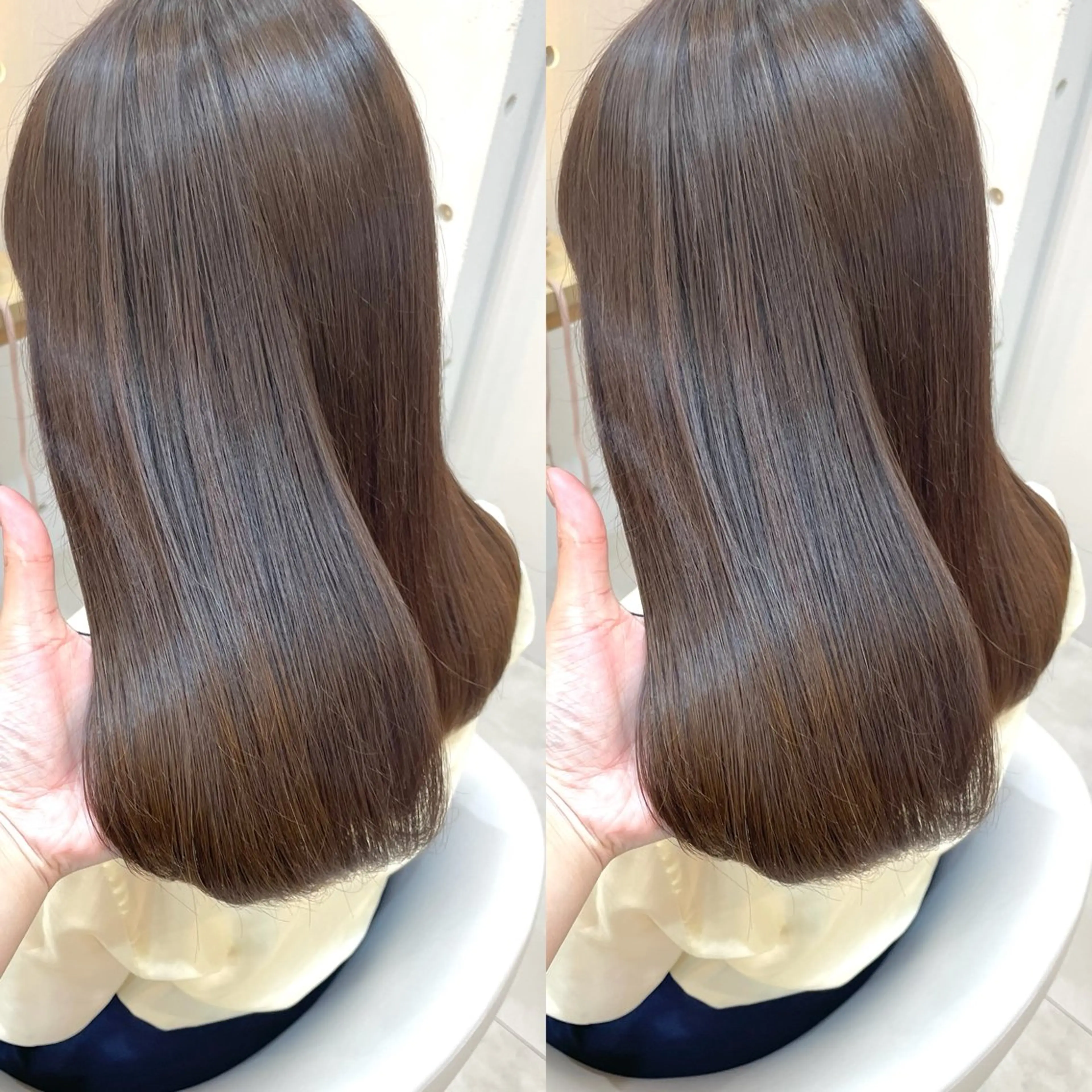 セミロング カラー ブリーチ ブラウンカラー ブリーチなしカラー カット ヘアカラー トリートメント ヘアセット ブリーチ無し透明感 カラー🦕まどかのヘアスタイル