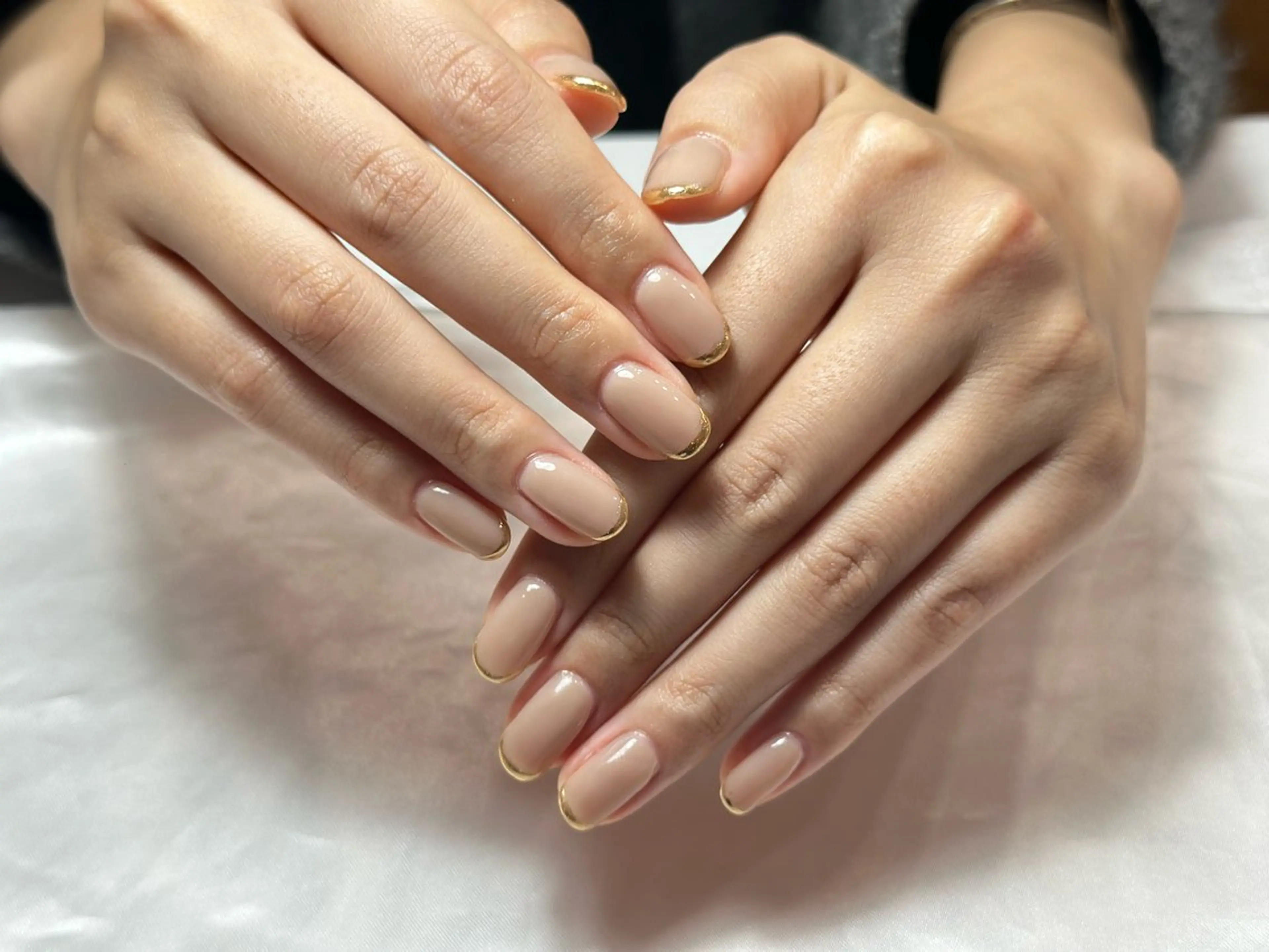 ネイル フレンチネイル ミラーネイル 【パラジェル・フィルイン】Nailsalon Merci東中野所属・Merci shigaのネイルデザイン