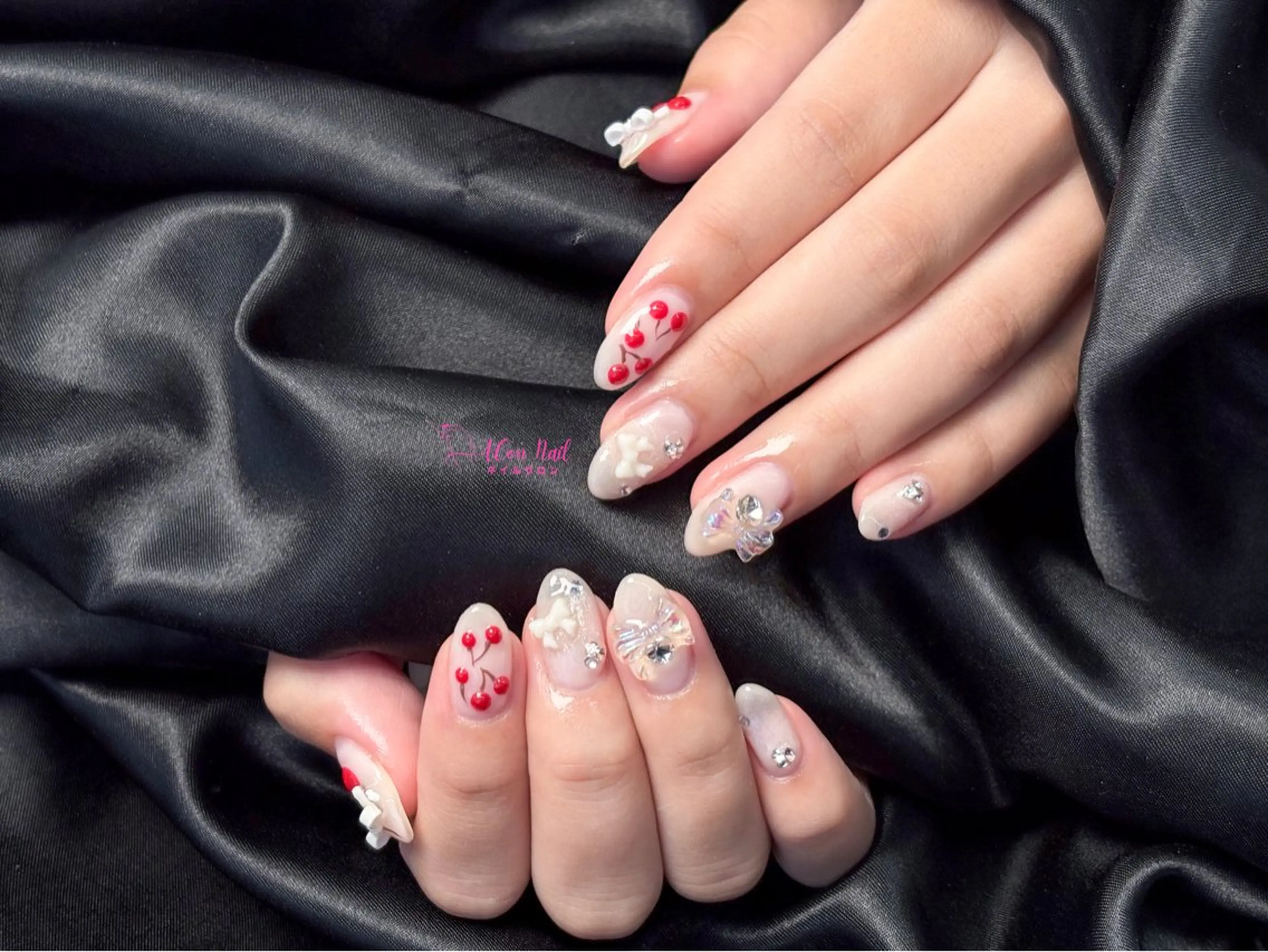 ネイル 桜ネイル 長さ出し フラワーネイル フレンチネイル ジェルネイル ハンドネイル AConNailSalon所属・ACon NailSalonのネイルデザイン