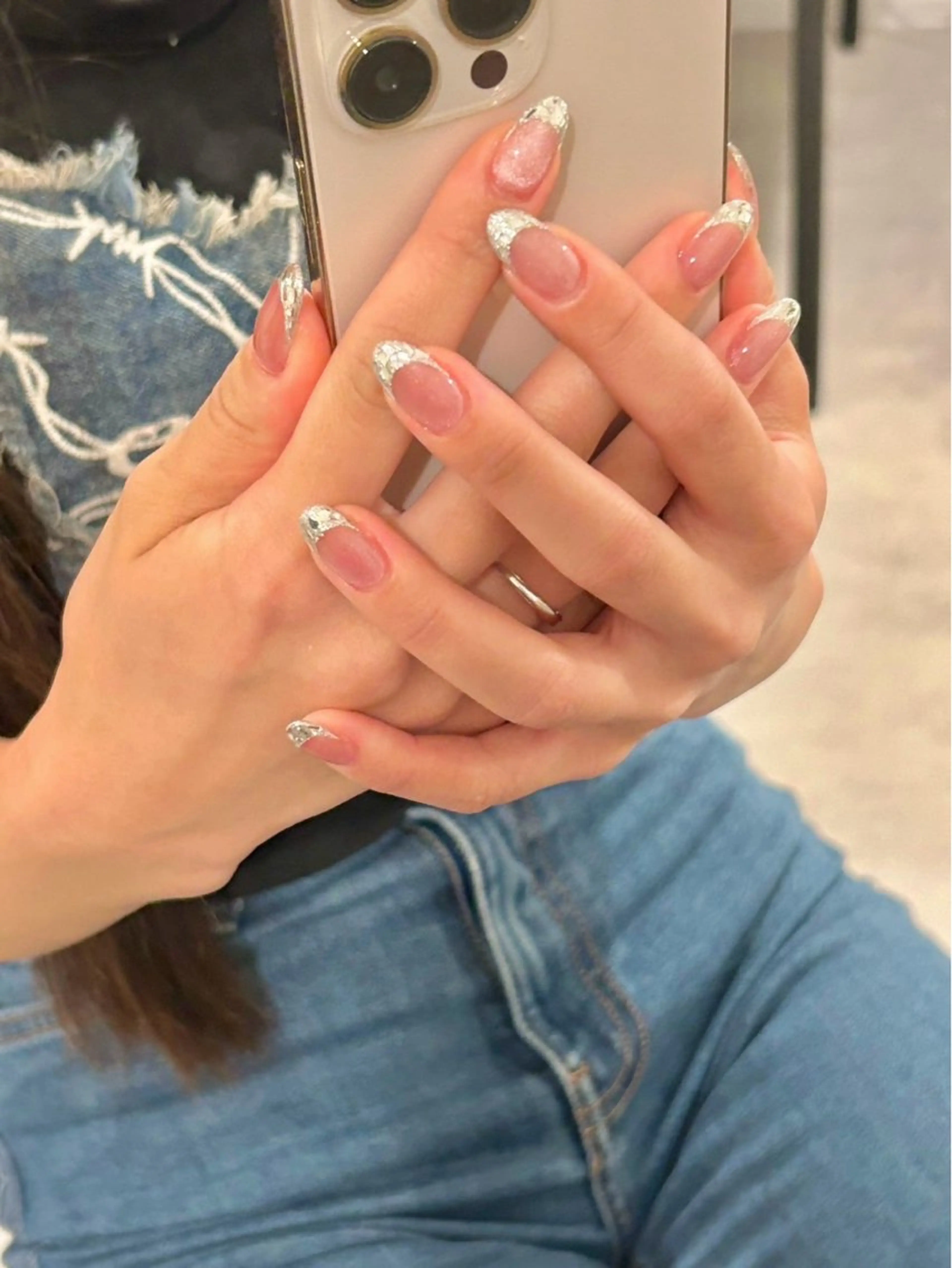 ネイル フレンチネイル ガラスフレンチ マグネットネイル ハンドネイル repos-ルポ-所属・repos-ルポ- misuzu🌿のネイルデザイン