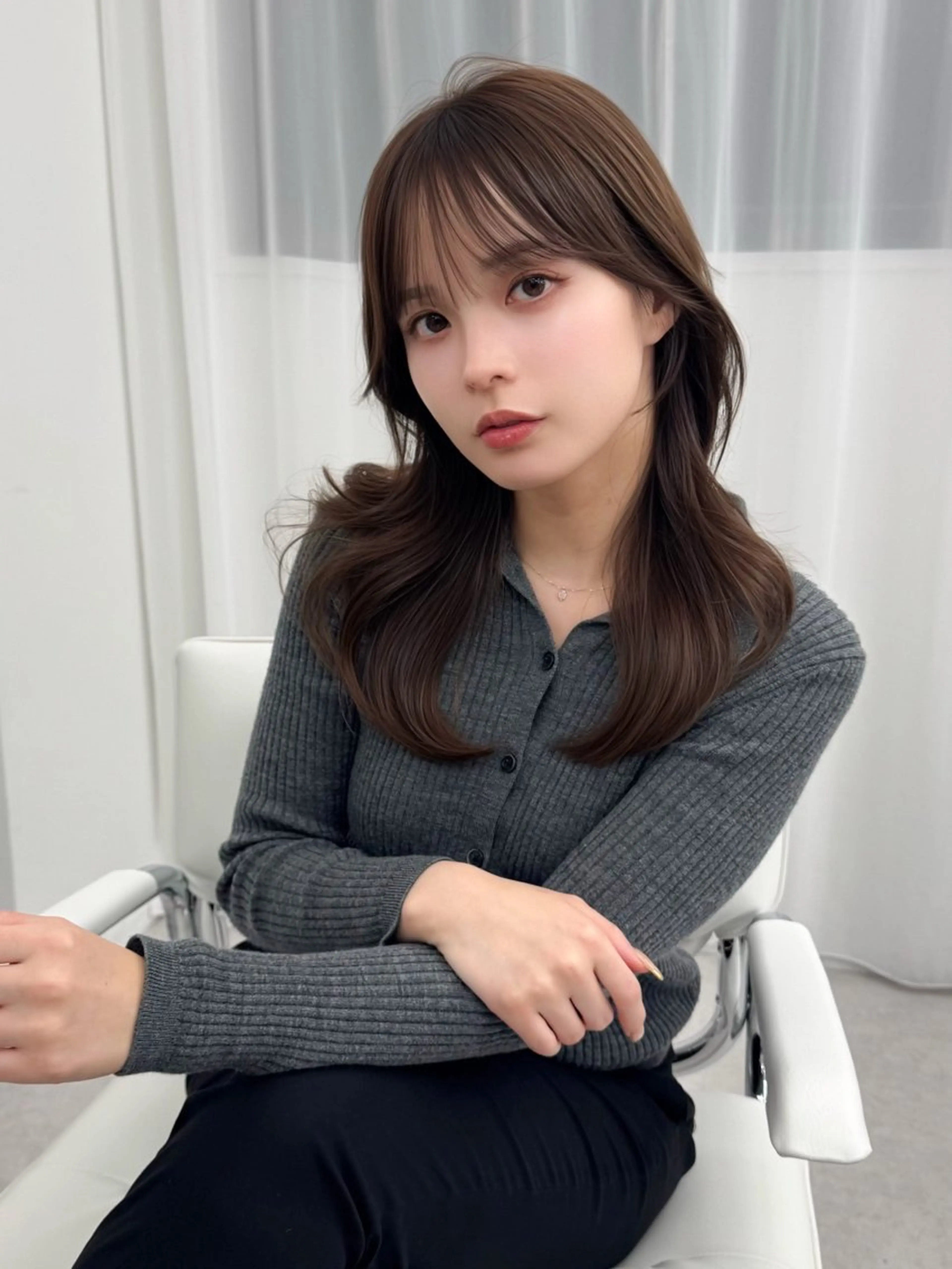ミディアム カラー ヘアアレンジ ミディアムレイヤー レイヤーカット カット ヘアカラー トリートメント 最小顔周り&レイヤー 特化/池袋/kokiのヘアスタイル