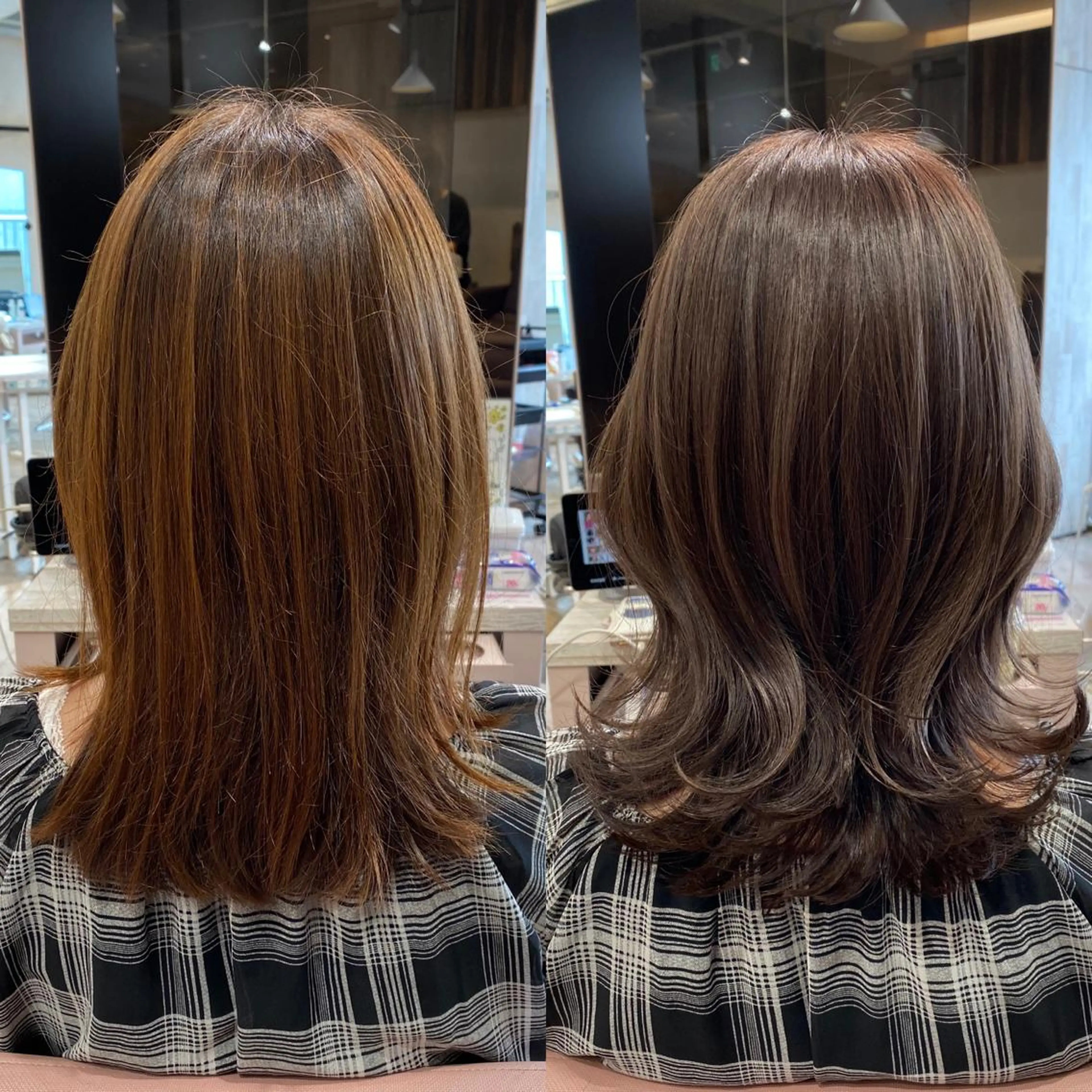 ミディアム カラー カット ヘアカラー トリートメント On所属・顔まわりカット🌟 くびれヘア/寺門遥輝のヘアスタイル