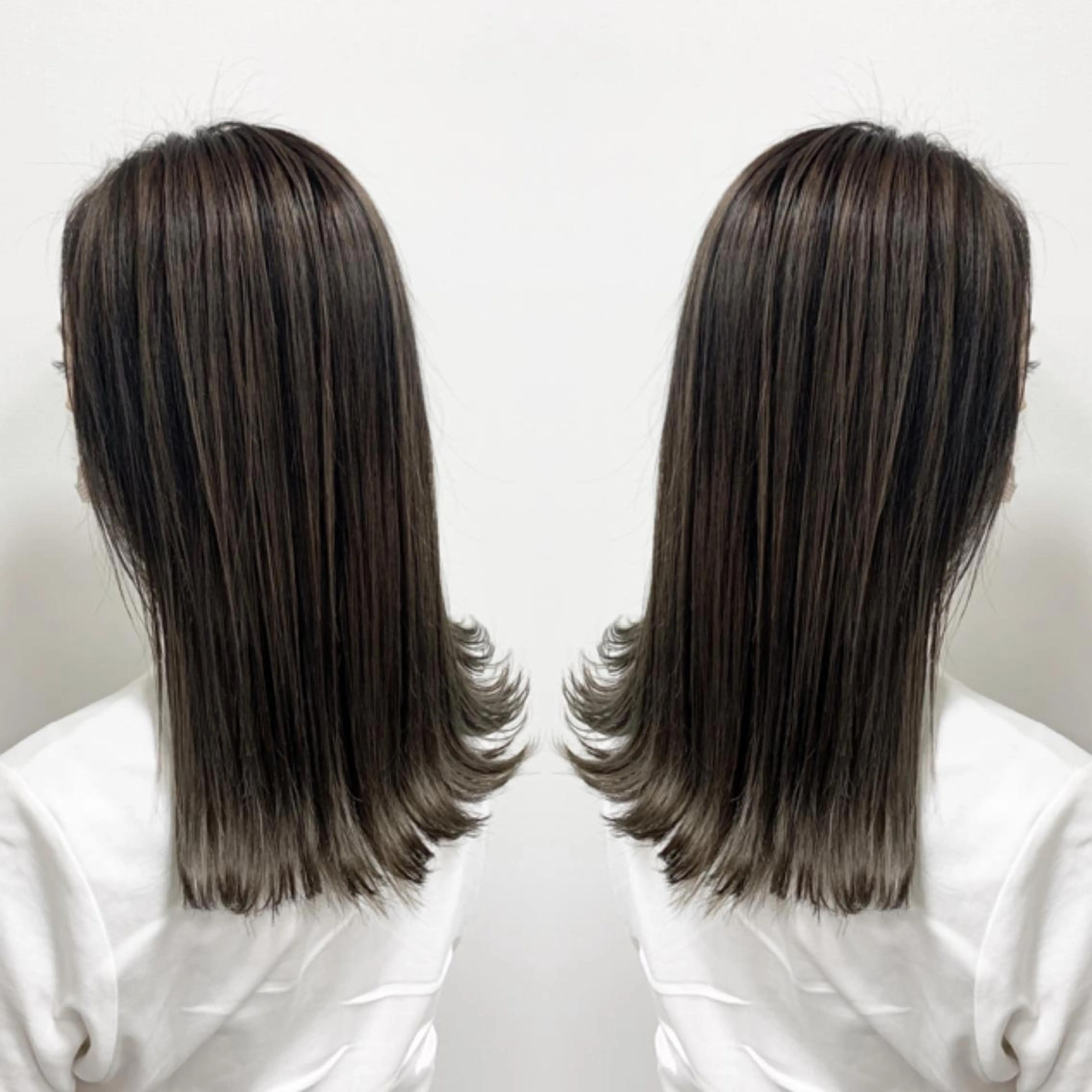 セミロング ハイライト レイヤー×縮毛矯正 深見 拓のヘアスタイル