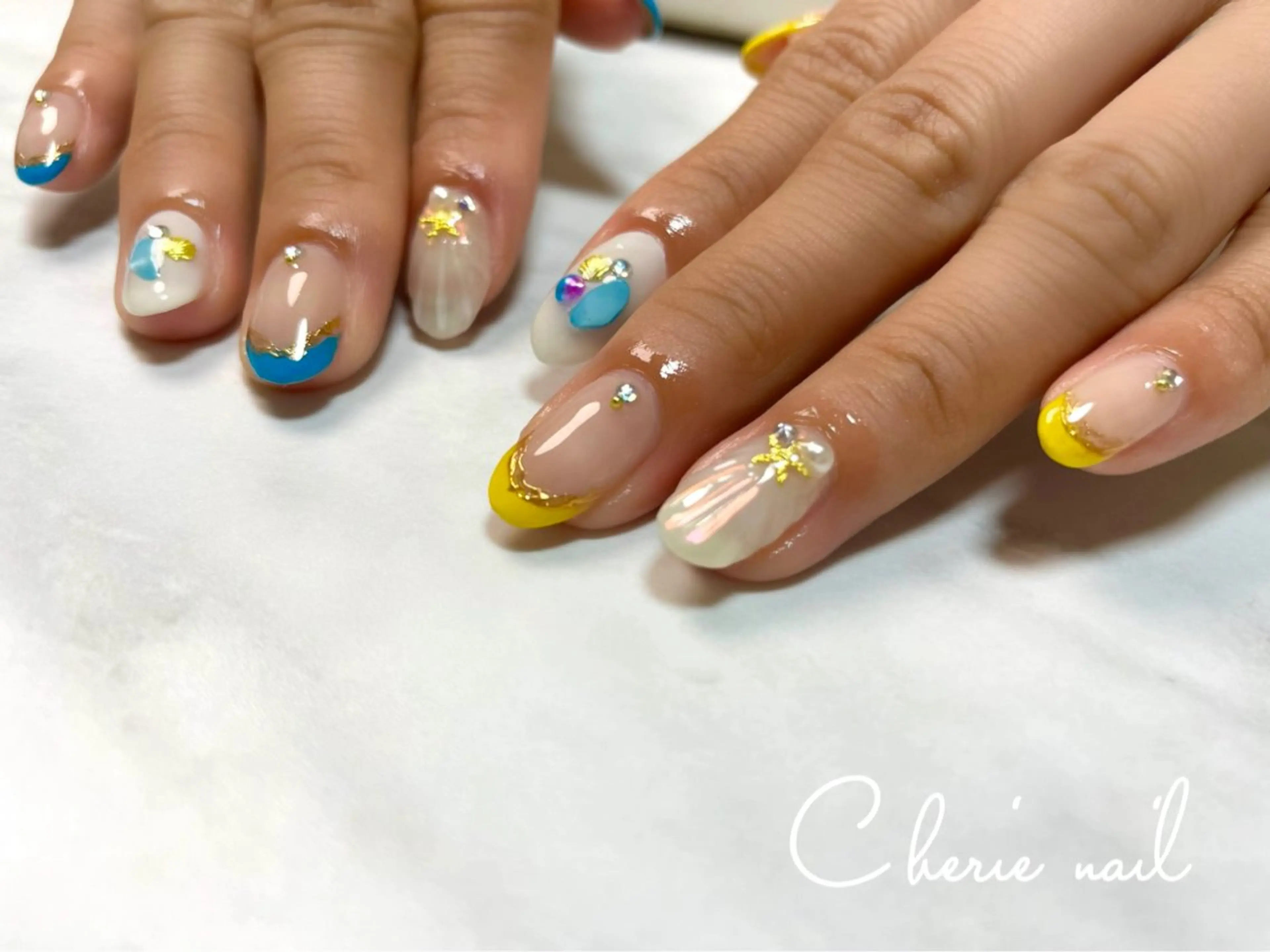 ネイル 夏ネイル ハンドネイル Cherienail yunaのネイルデザイン