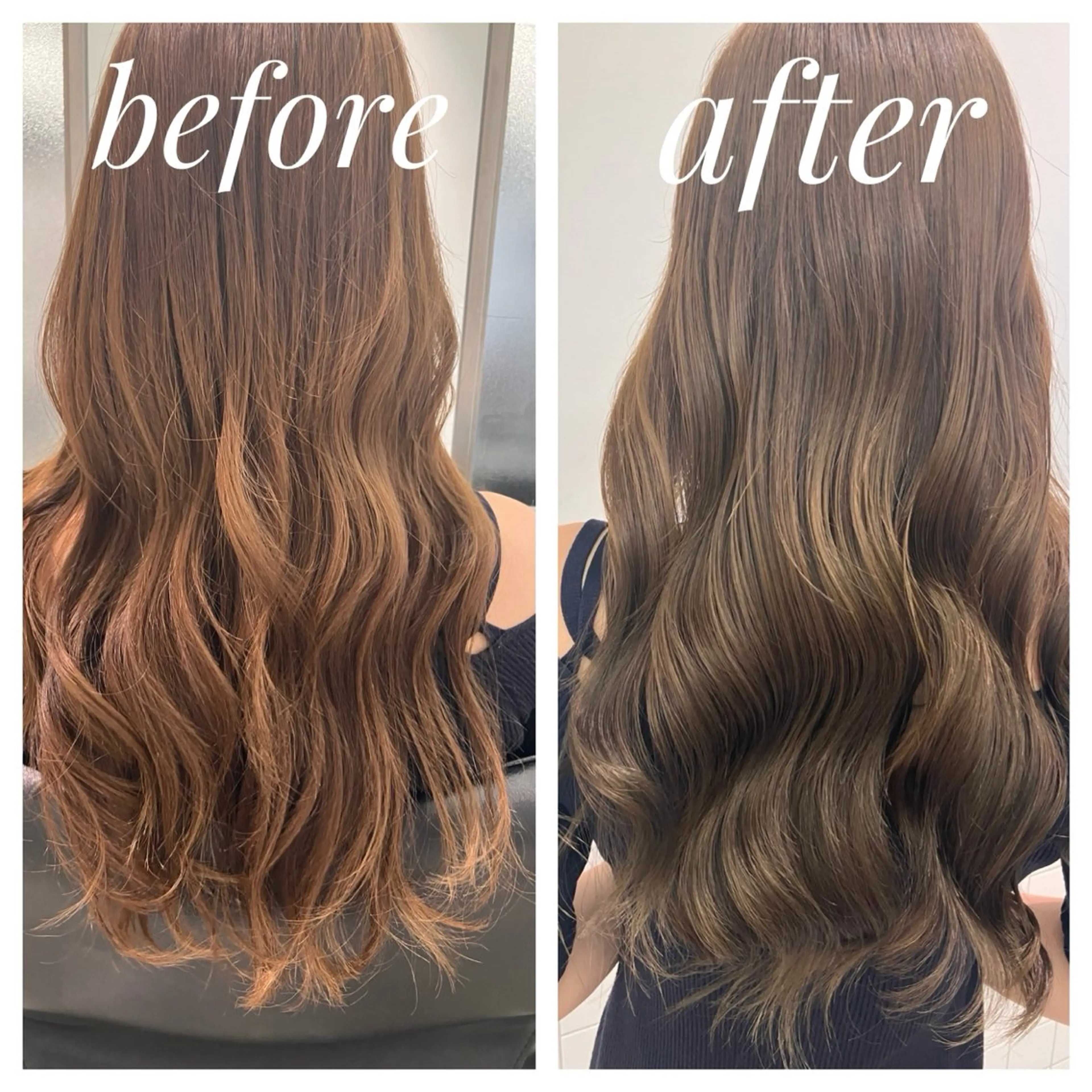 ロング カラー ベージュカラー ヘーゼル カット ヘアカラー トリートメント GOTODAY シェアサロン梅田NU茶屋町店所属・髪質改善/艶カラー 縮毛矯正/みほのヘアスタイル