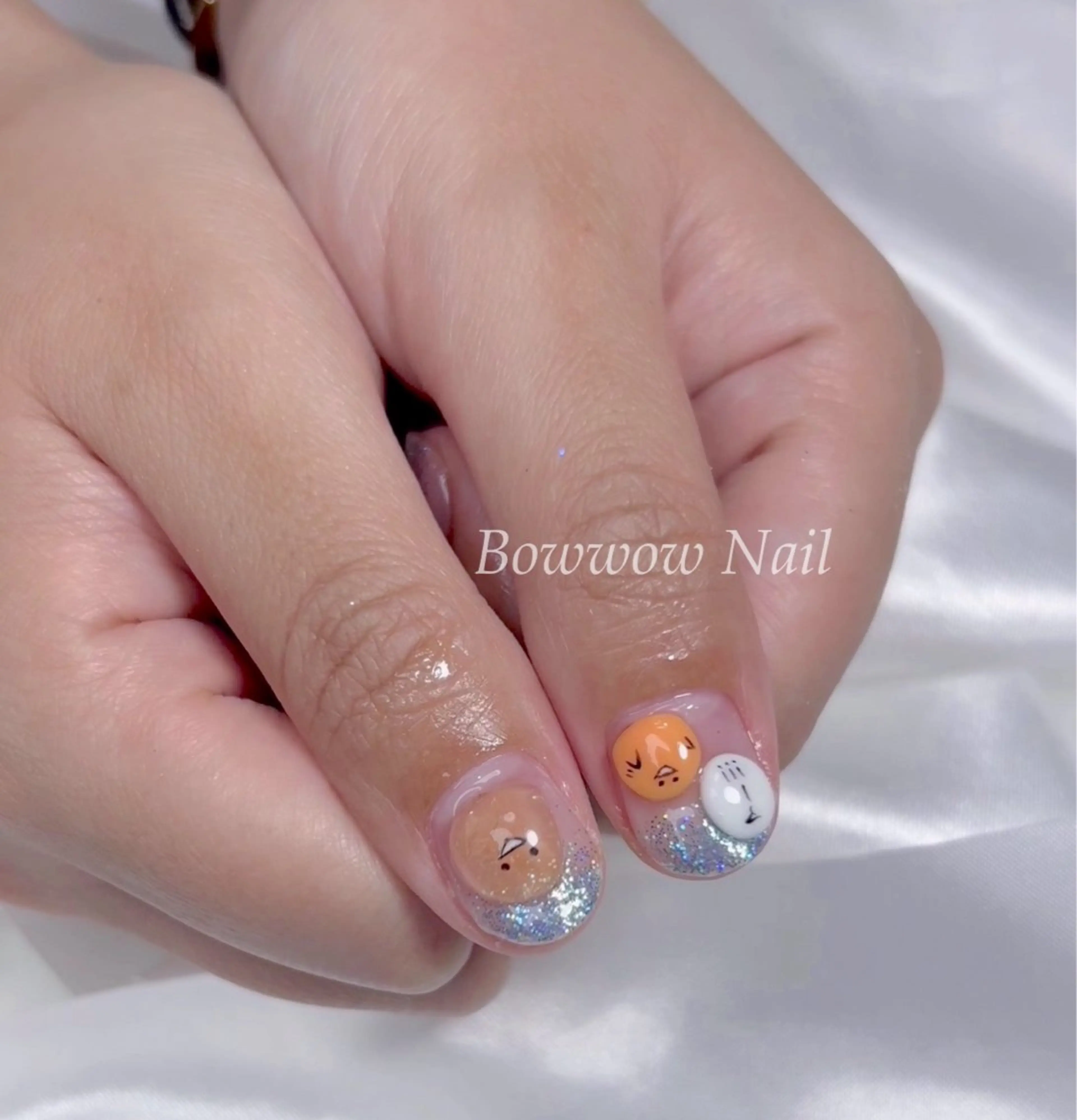 ネイル 長さ出し 韓国ネイル マグネットネイル ハンドネイル Bow wow Nail さや🧸のネイルデザイン